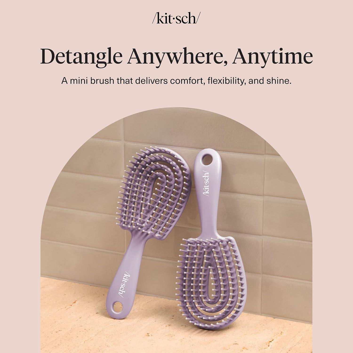 image:imageKitsch Mini Detangling Flexi Hairbrush Flexible Curly Hair Brush for Women Men amp Kids Detangler Brush with Bendable Frame and UltraSmooth Bristles for Wet or Dry Strands Soft Violet