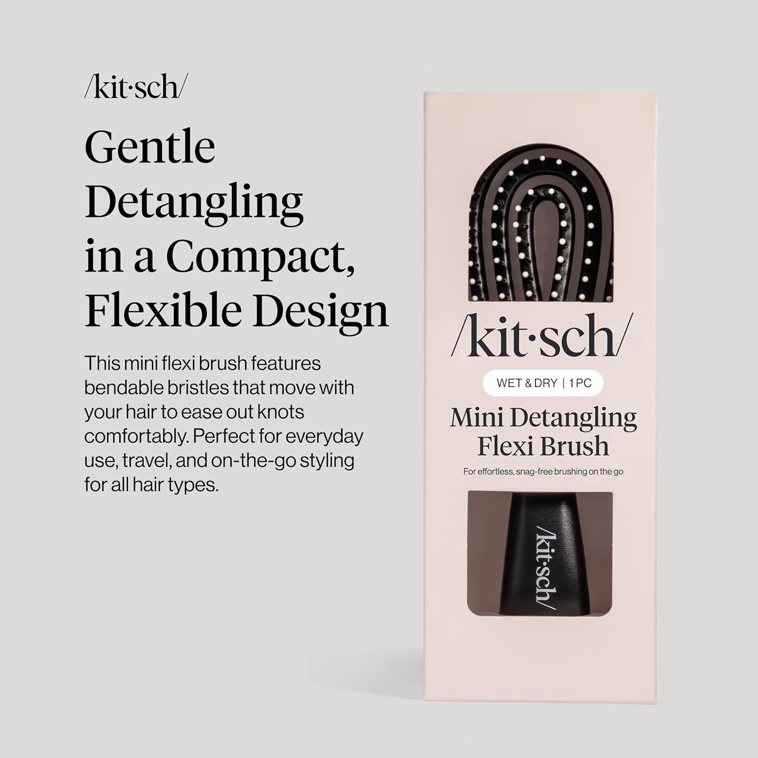 image:imageKitsch Mini Detangling Flexi Hairbrush Flexible Curly Hair Brush for Women Men amp Kids Detangler Brush with Bendable Frame and UltraSmooth Bristles for Wet or Dry Strands Black