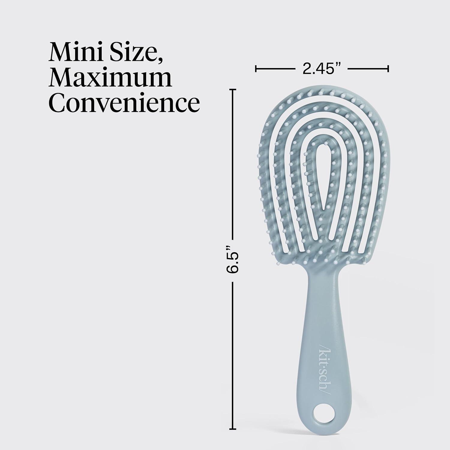 image:imageKitsch Mini Detangling Flexi Hairbrush Flexible Curly Hair Brush for Women Men amp Kids Detangler Brush with Bendable Frame and UltraSmooth Bristles for Wet or Dry Strands Haze Blue