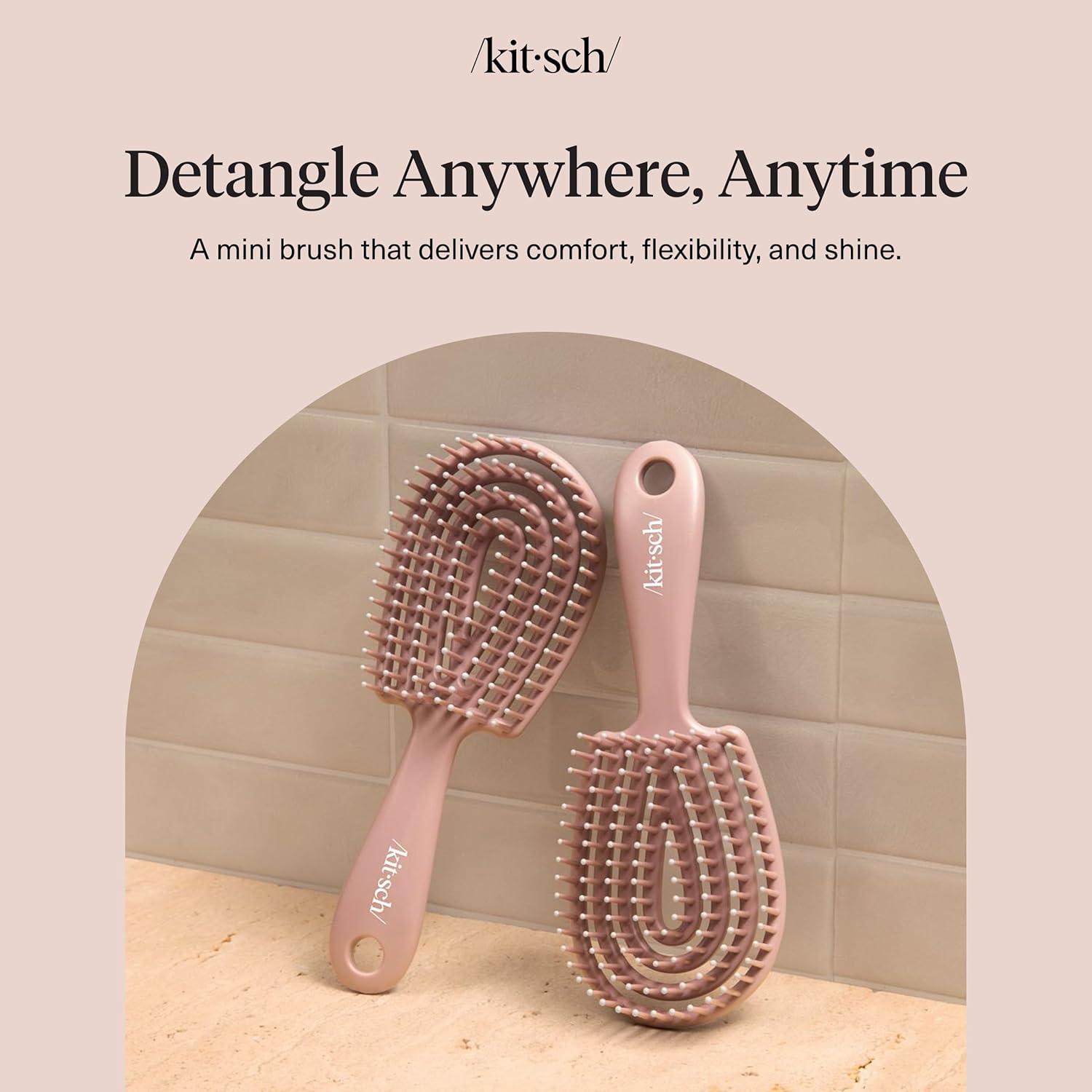 image:imageKitsch Mini Detangling Flexi Hairbrush Flexible Curly Hair Brush for Women Men amp Kids Detangler Brush with Bendable Frame and UltraSmooth Bristles for Wet or Dry Strands Terracotta