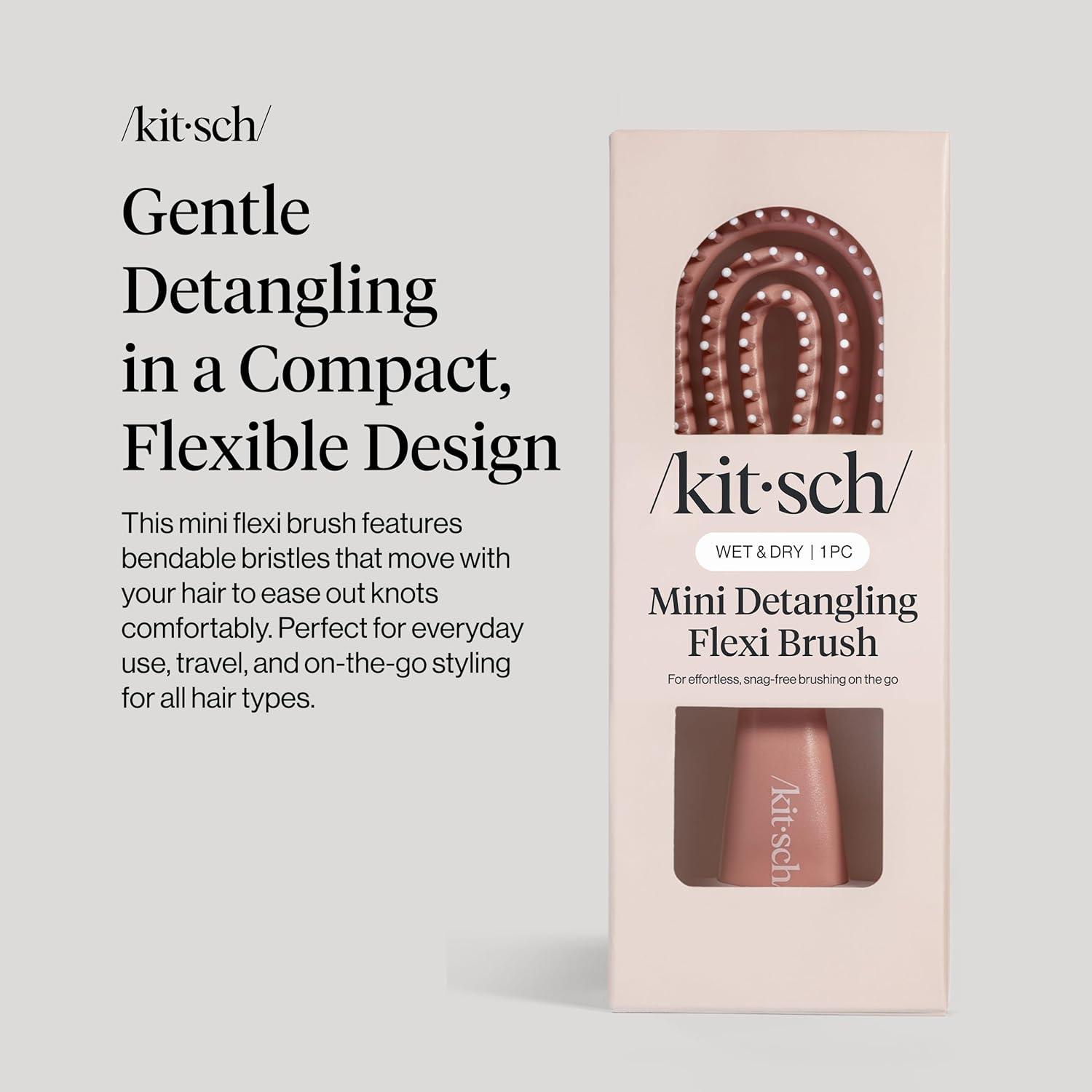 image:imageKitsch Mini Detangling Flexi Hairbrush Flexible Curly Hair Brush for Women Men amp Kids Detangler Brush with Bendable Frame and UltraSmooth Bristles for Wet or Dry Strands Terracotta