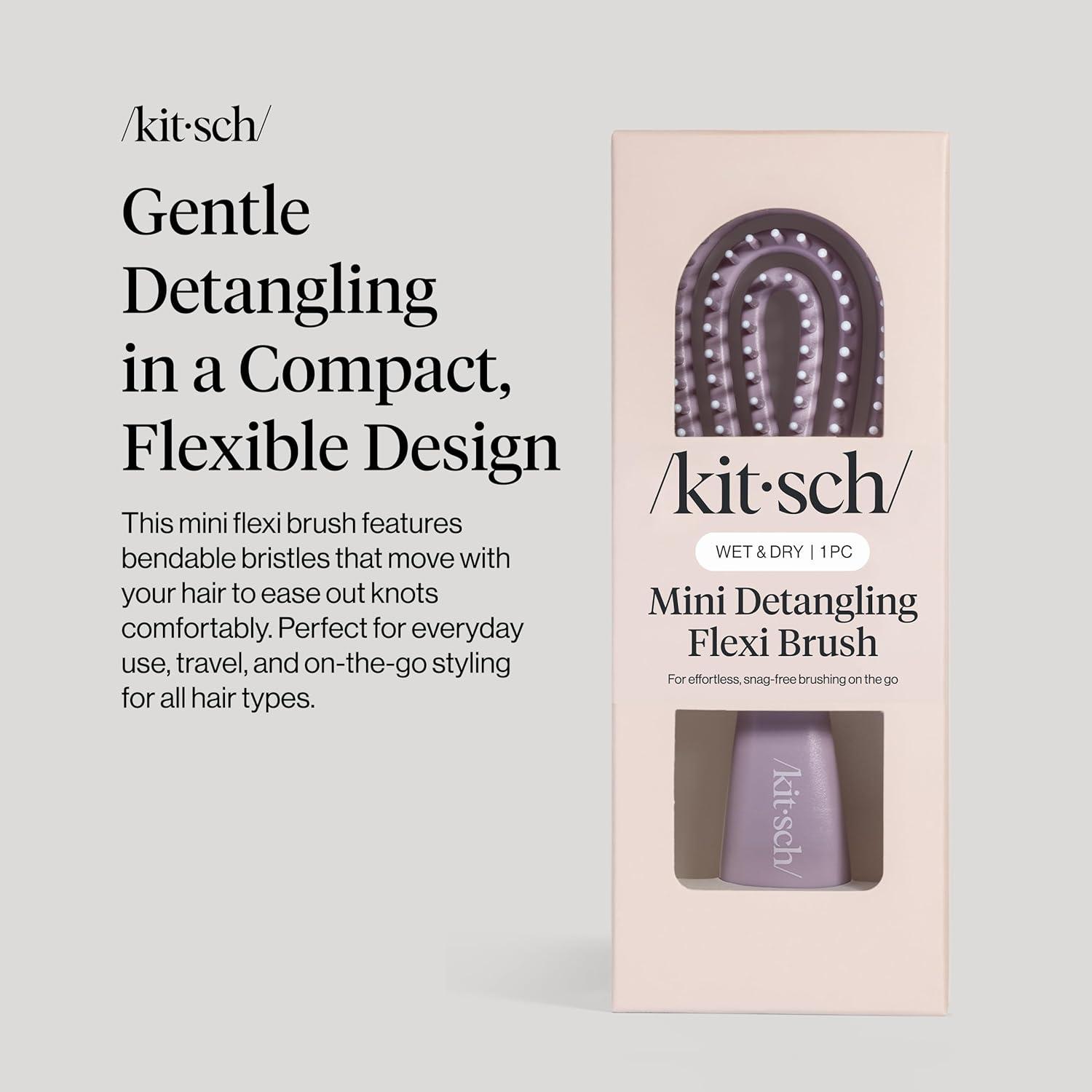 image:imageKitsch Mini Detangling Flexi Hairbrush Flexible Curly Hair Brush for Women Men amp Kids Detangler Brush with Bendable Frame and UltraSmooth Bristles for Wet or Dry Strands Soft Violet