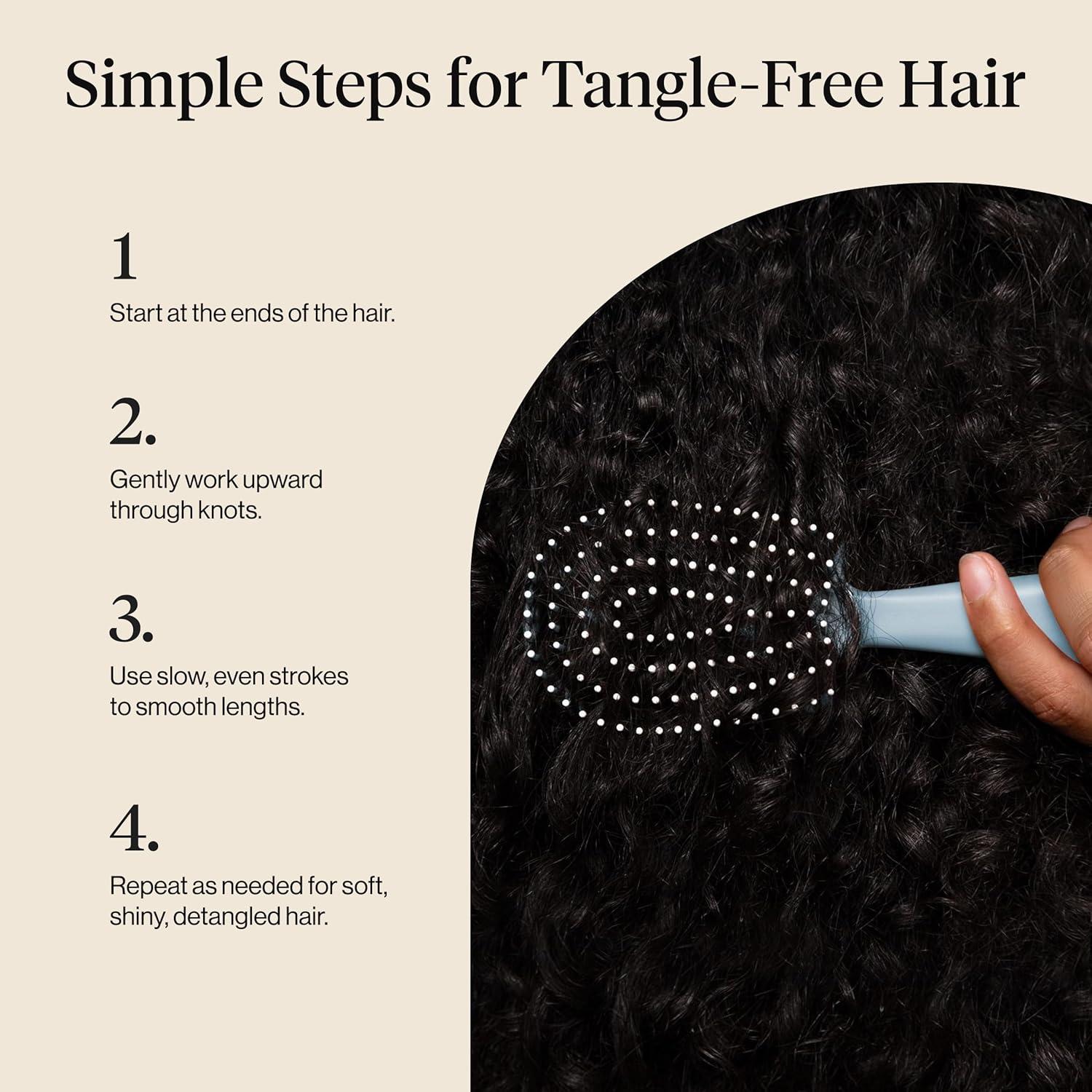 image:imageKitsch Mini Detangling Flexi Hairbrush Flexible Curly Hair Brush for Women Men amp Kids Detangler Brush with Bendable Frame and UltraSmooth Bristles for Wet or Dry Strands Haze Blue