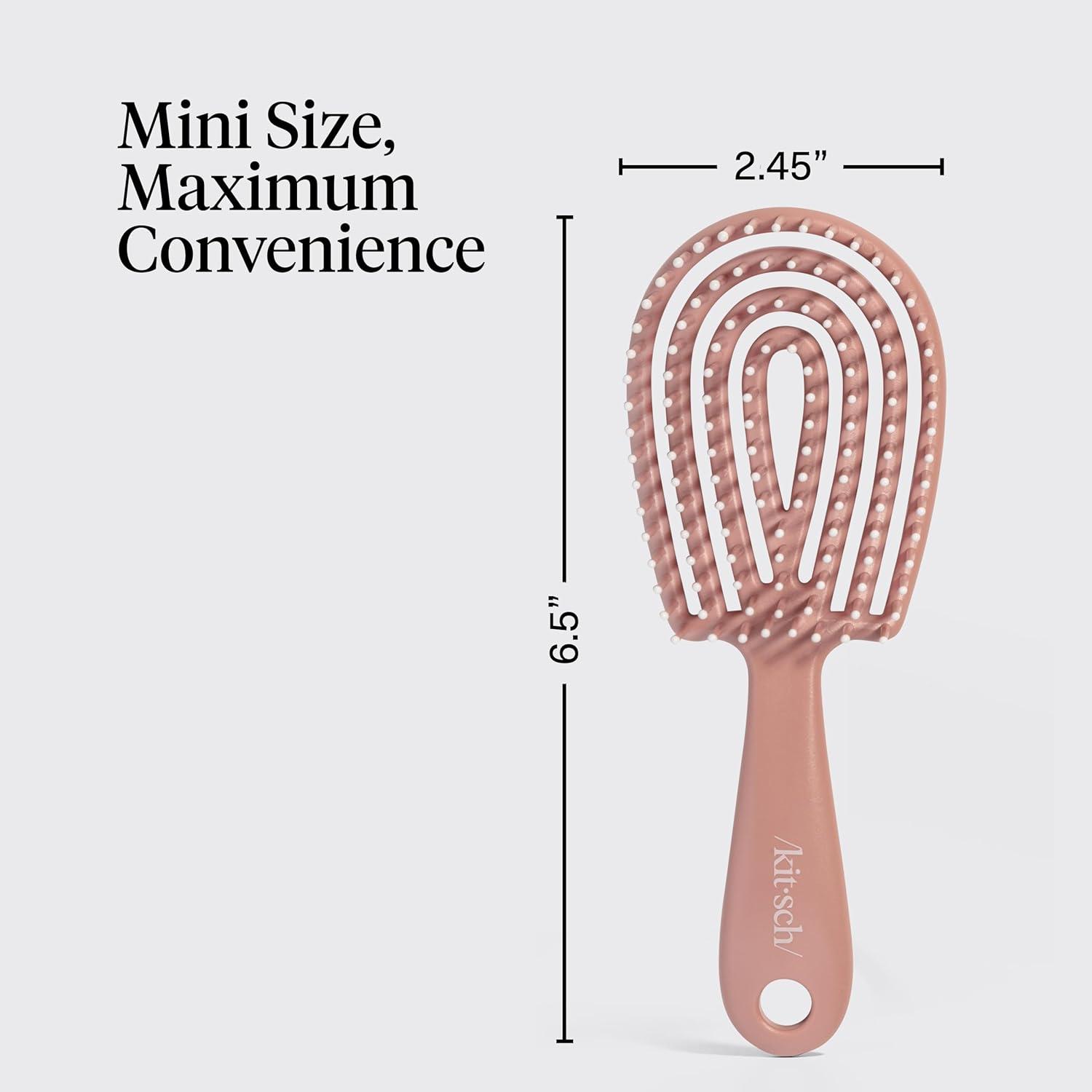 image:imageKitsch Mini Detangling Flexi Hairbrush Flexible Curly Hair Brush for Women Men amp Kids Detangler Brush with Bendable Frame and UltraSmooth Bristles for Wet or Dry Strands Terracotta