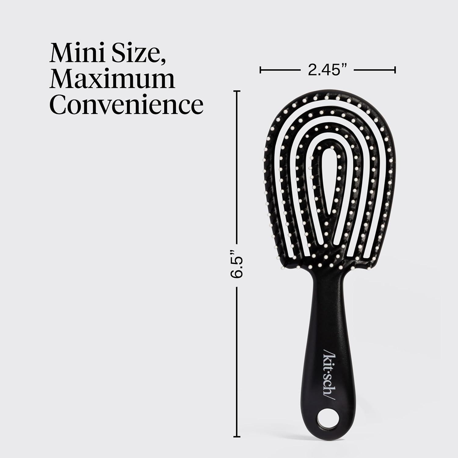 image:imageKitsch Mini Detangling Flexi Hairbrush Flexible Curly Hair Brush for Women Men amp Kids Detangler Brush with Bendable Frame and UltraSmooth Bristles for Wet or Dry Strands Black