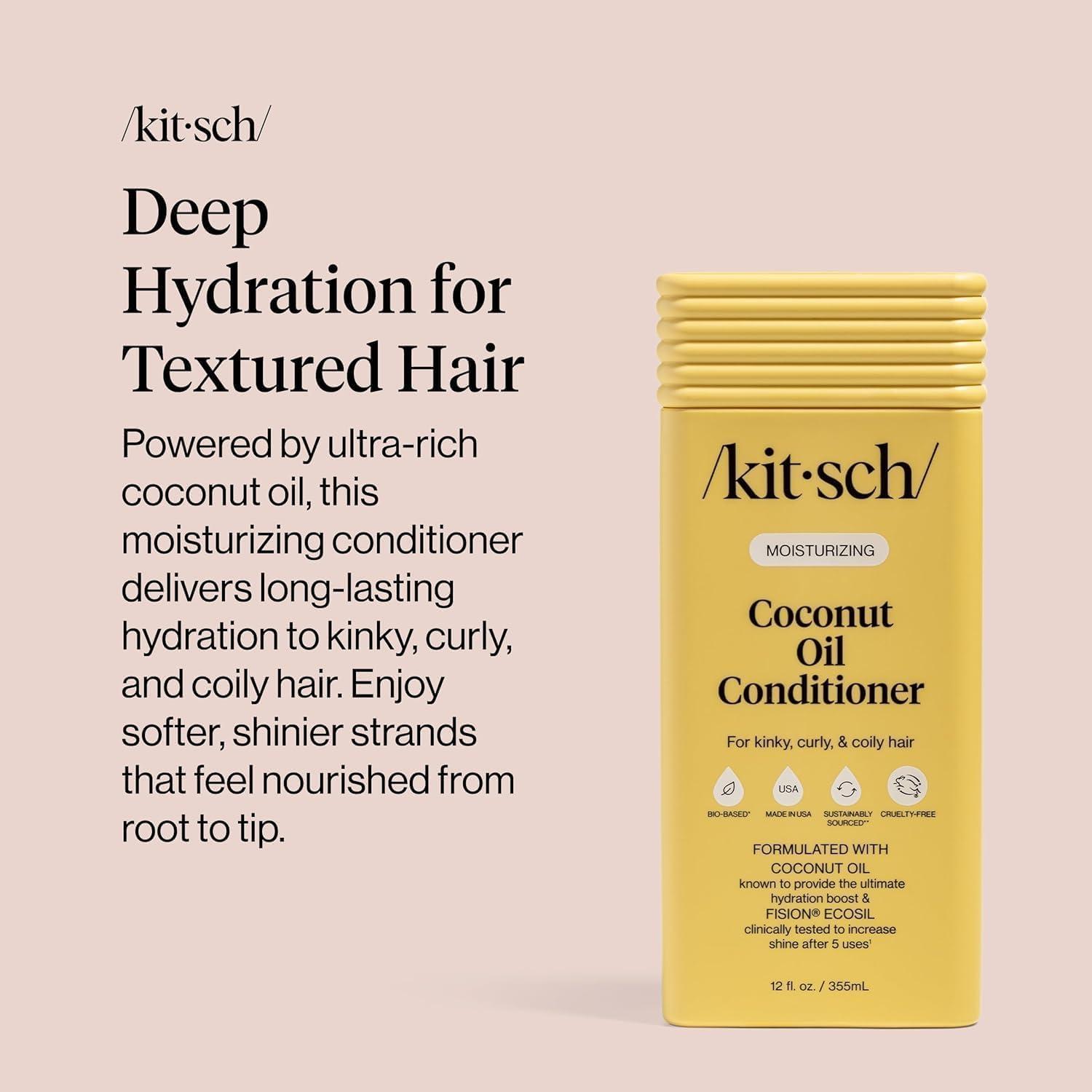 image:imageKitsch Moisturizing Coconut Oil Liquid Conditioner for Women amp Men Coconut Oil Hair Conditioner for Kinky Curly amp Coily Hair Deep Moisture Shine amp Manageability ColorSafe Hair Care 123 oz