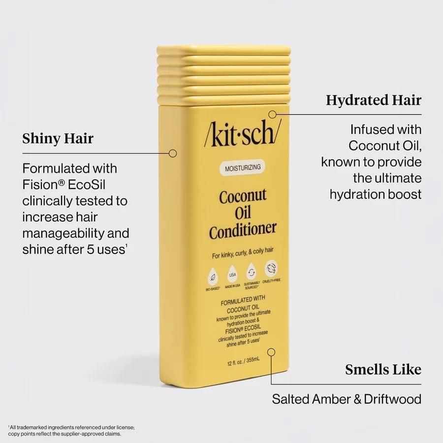 image:imageKitsch Moisturizing Coconut Oil Liquid Conditioner for Women amp Men Coconut Oil Hair Conditioner for Kinky Curly amp Coily Hair Deep Moisture Shine amp Manageability ColorSafe Hair Care 123 oz