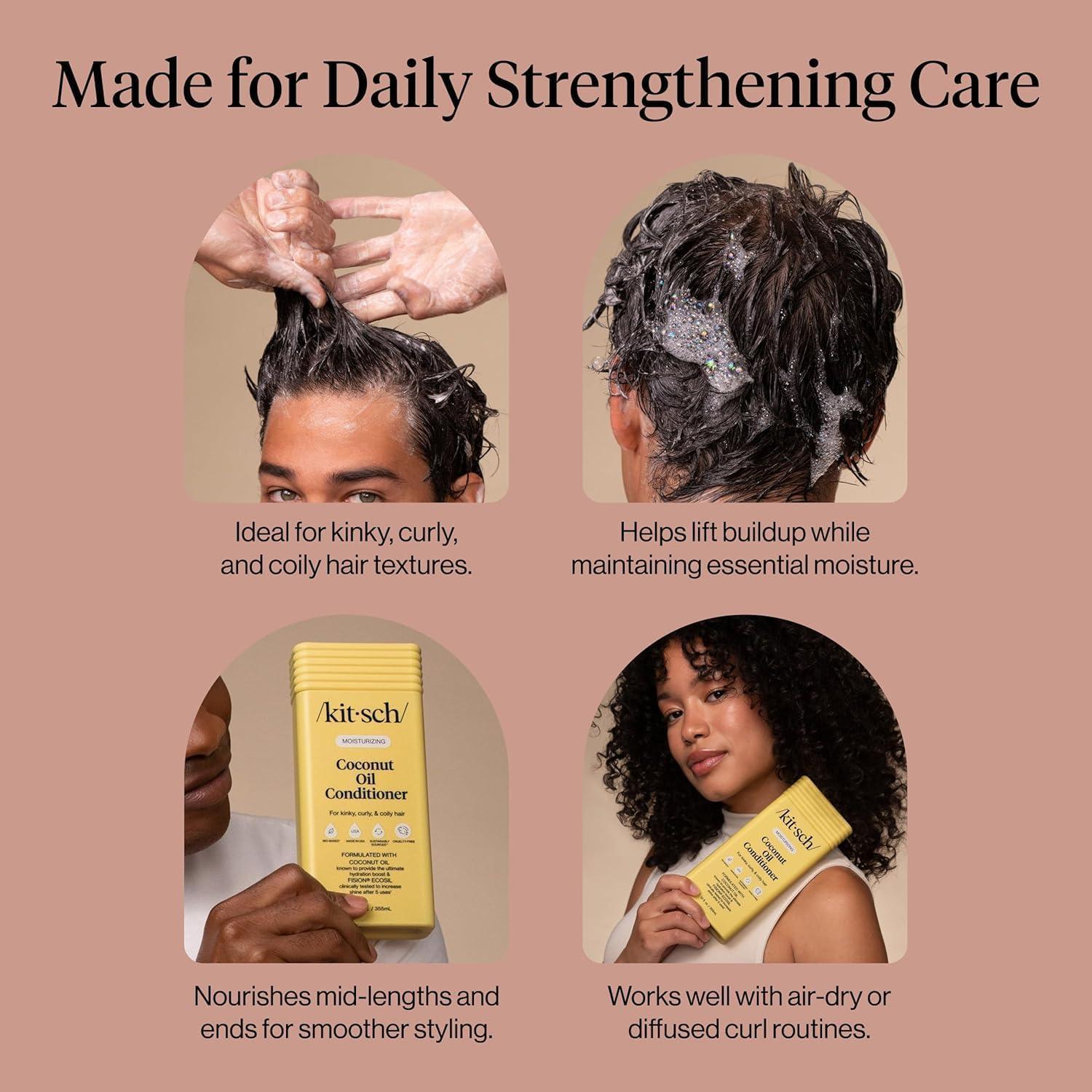 image:imageKitsch Moisturizing Coconut Oil Liquid Conditioner for Women amp Men Coconut Oil Hair Conditioner for Kinky Curly amp Coily Hair Deep Moisture Shine amp Manageability ColorSafe Hair Care 123 oz