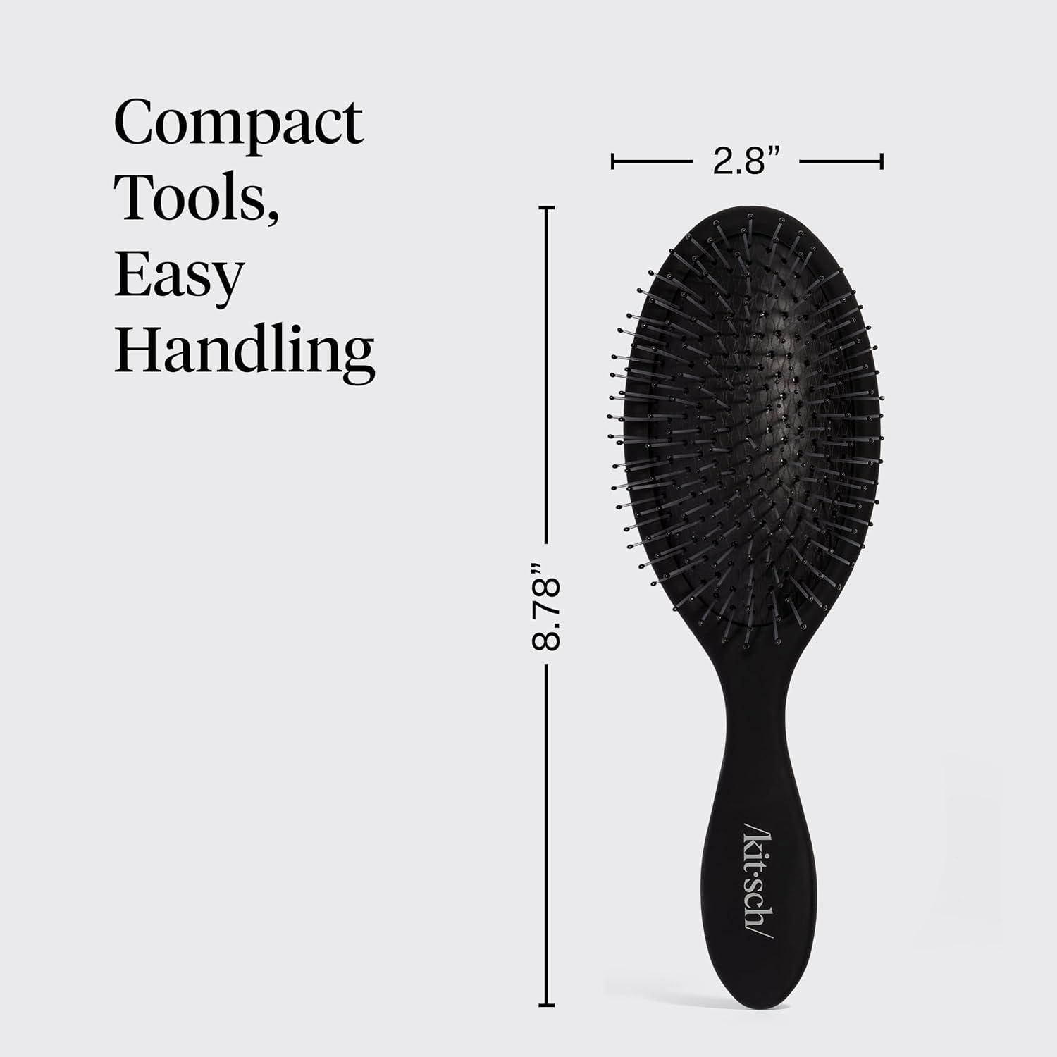image:imageKitsch Recycled Plastic WetDry Hair Brush Detangling Tool for Curly or Straight Styles Brush for Tangled Strands Flexible Hairbrush Bristles Brushes for Women amp Men Adults amp Kids TerracottaBlack