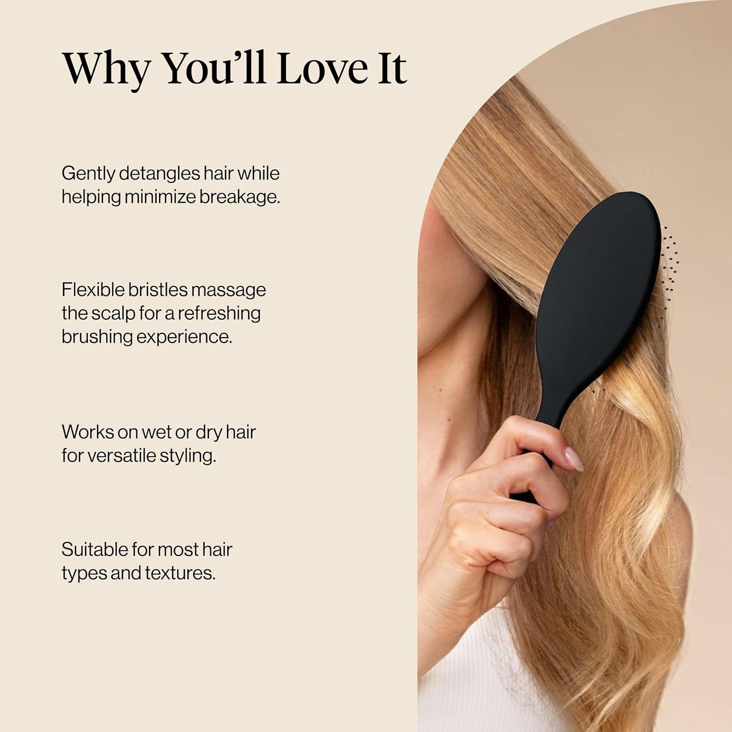 image:imageKitsch Recycled Plastic WetDry Hair Brush Detangling Tool for Curly or Straight Styles Brush for Tangled Strands Flexible Hairbrush Bristles Brushes for Women amp Men Adults amp Kids TerracottaBlack
