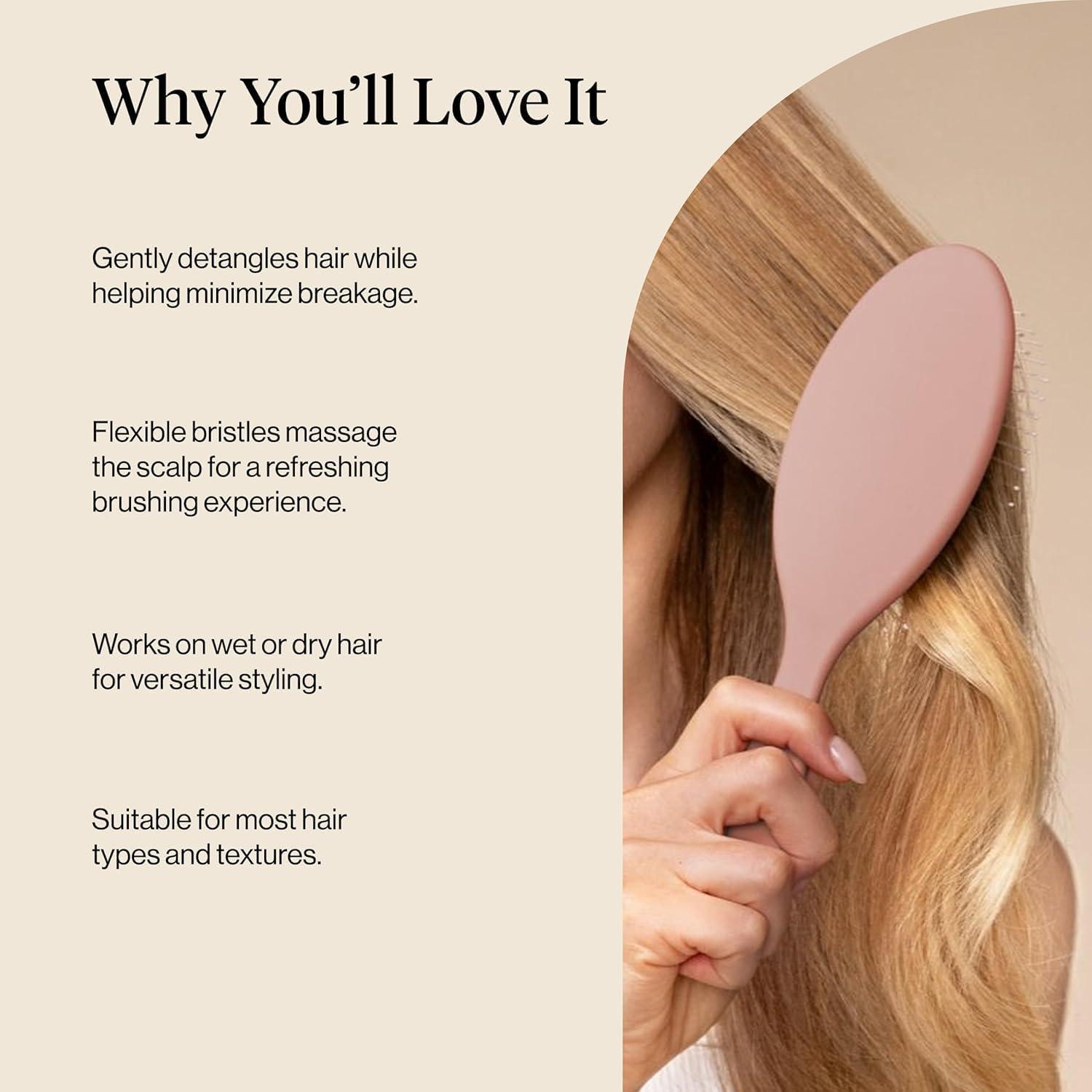 image:imageKitsch Recycled Plastic WetDry Hair Brush Detangling Tool for Curly or Straight Styles Brush for Tangled Strands Flexible Hairbrush Bristles Brushes for Women amp Men Adults amp Kids TerracottaTerracotta