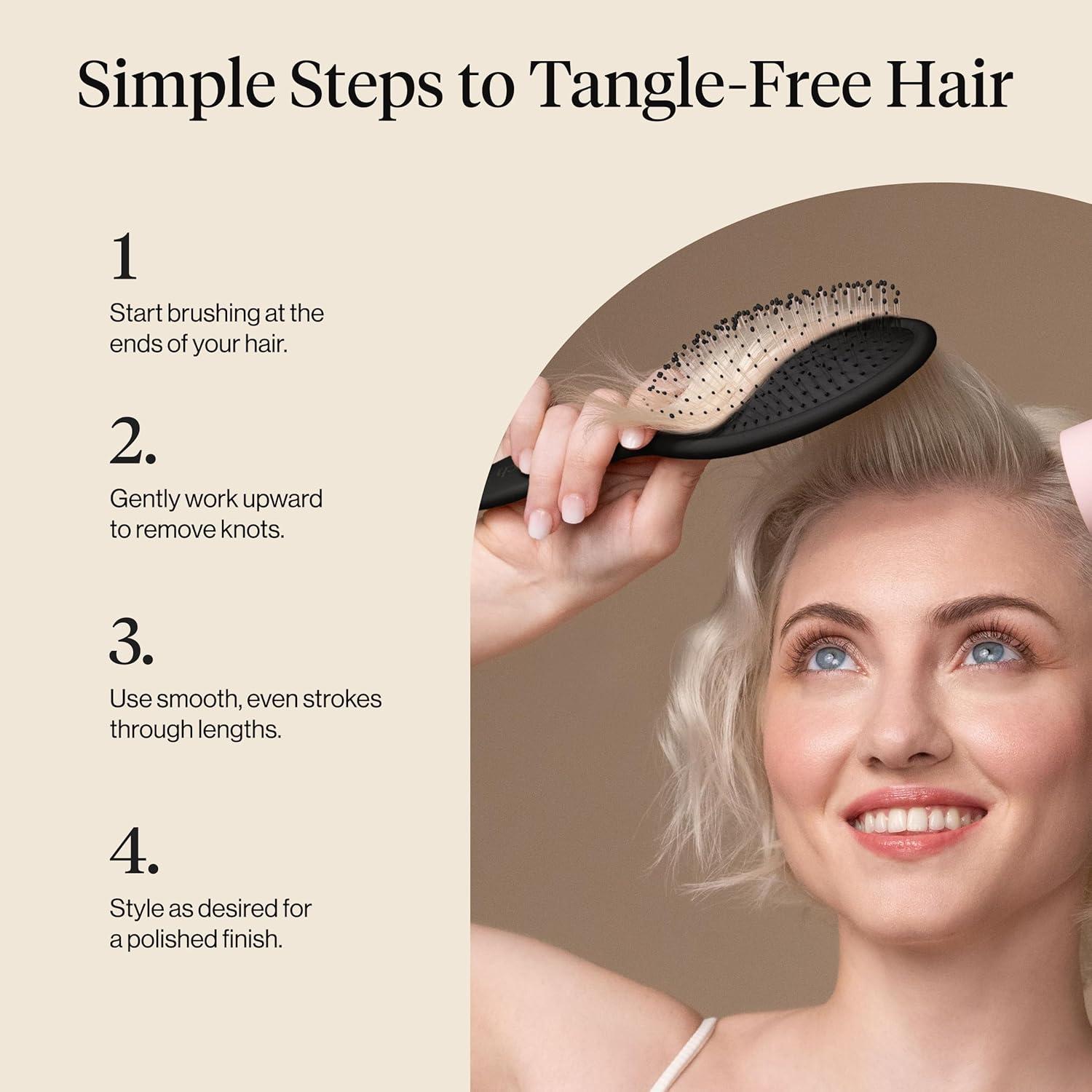 image:imageKitsch Recycled Plastic WetDry Hair Brush Detangling Tool for Curly or Straight Styles Brush for Tangled Strands Flexible Hairbrush Bristles Brushes for Women amp Men Adults amp Kids TerracottaBlack