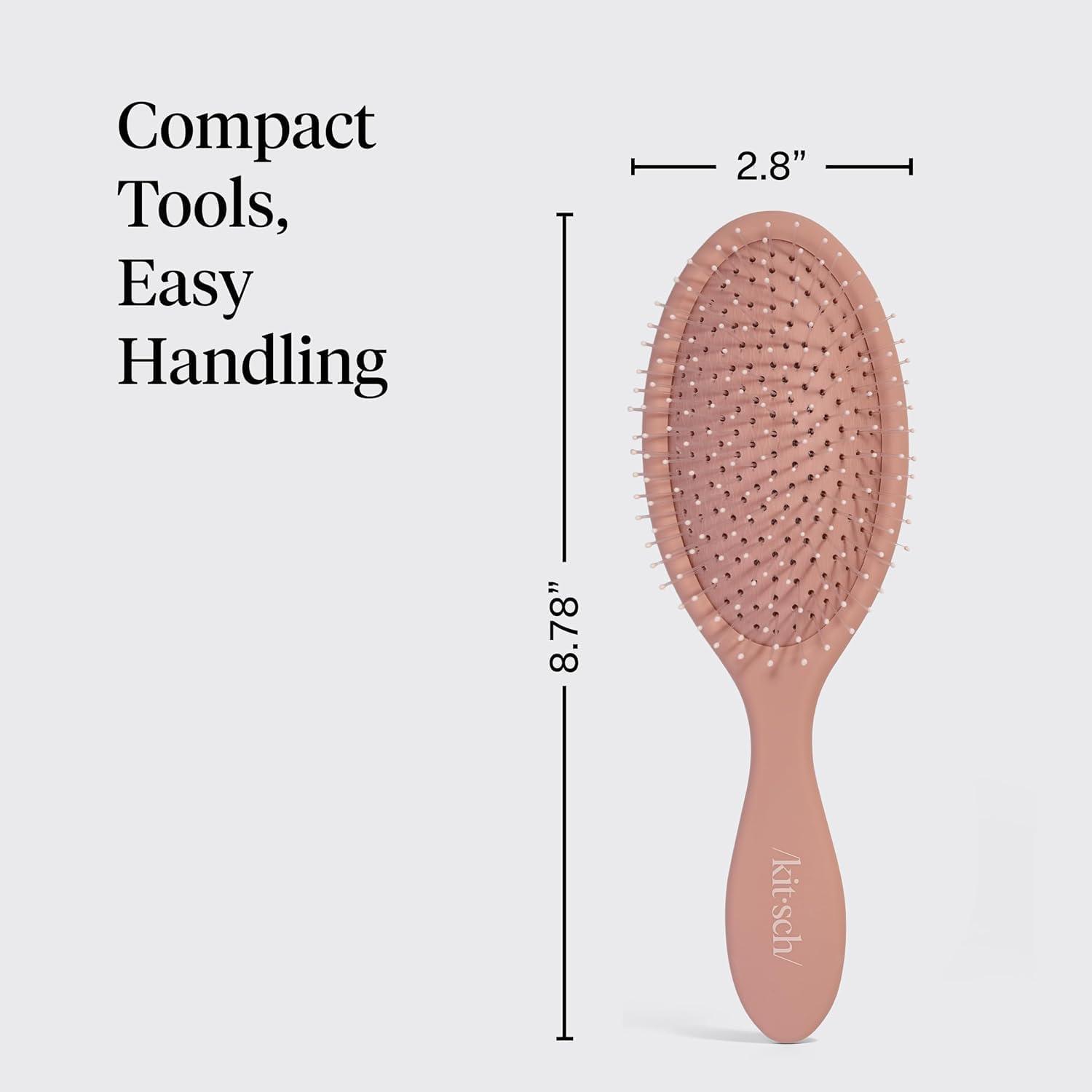 image:imageKitsch Recycled Plastic WetDry Hair Brush Detangling Tool for Curly or Straight Styles Brush for Tangled Strands Flexible Hairbrush Bristles Brushes for Women amp Men Adults amp Kids TerracottaTerracotta