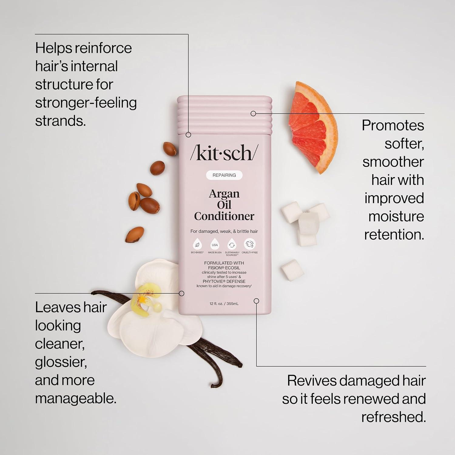 image:imageKitsch Repairing Argan Oil Liquid Conditioner for Women amp Men Argan Oil for Hair For Shine Smoothness amp Damage Recovery Hair Repair Clean ColorSafe Hair Care Made in USA 123 oz