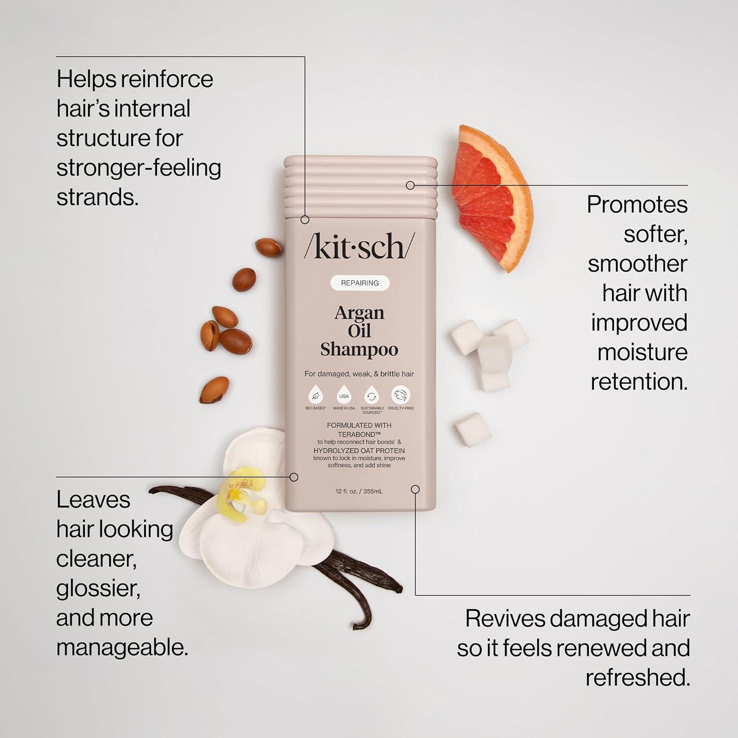 image:imageKitsch Repairing Argan Oil Shampoo for Men amp Women wTerabond Argan Oil for Hair Repairs amp Renews Damaged Weak amp Brittle Hair Silicone Paraben amp Sulfate Free Shampoo for Hair Care 123 oz