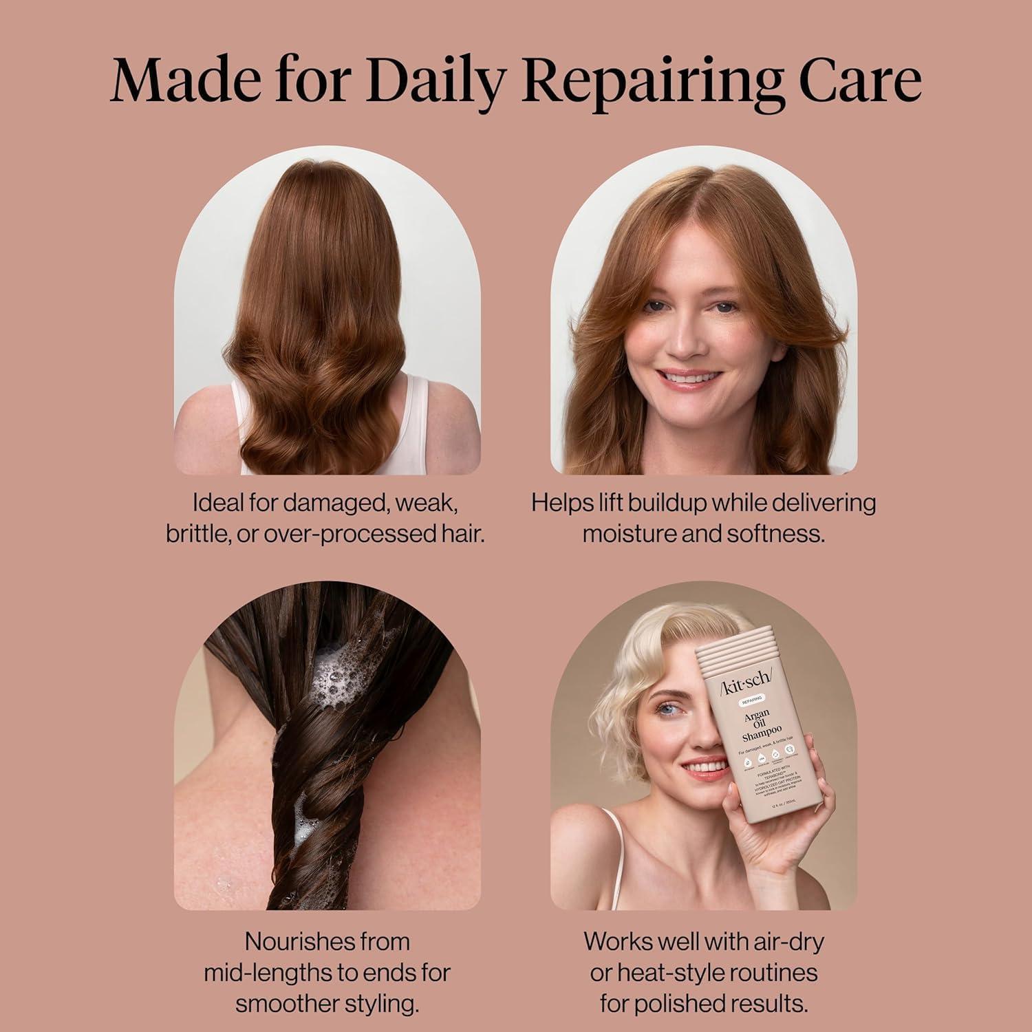 image:imageKitsch Repairing Argan Oil Shampoo for Men amp Women wTerabond Argan Oil for Hair Repairs amp Renews Damaged Weak amp Brittle Hair Silicone Paraben amp Sulfate Free Shampoo for Hair Care 123 oz