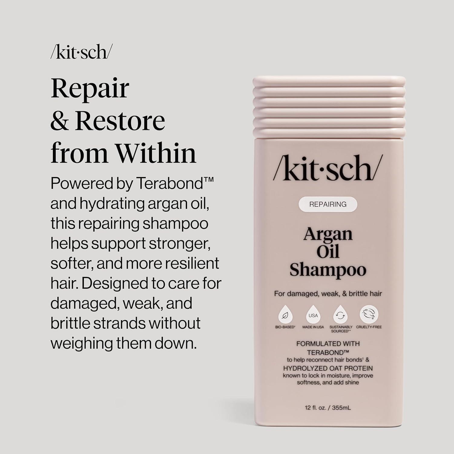 image:imageKitsch Repairing Argan Oil Shampoo for Men amp Women wTerabond Argan Oil for Hair Repairs amp Renews Damaged Weak amp Brittle Hair Silicone Paraben amp Sulfate Free Shampoo for Hair Care 123 oz