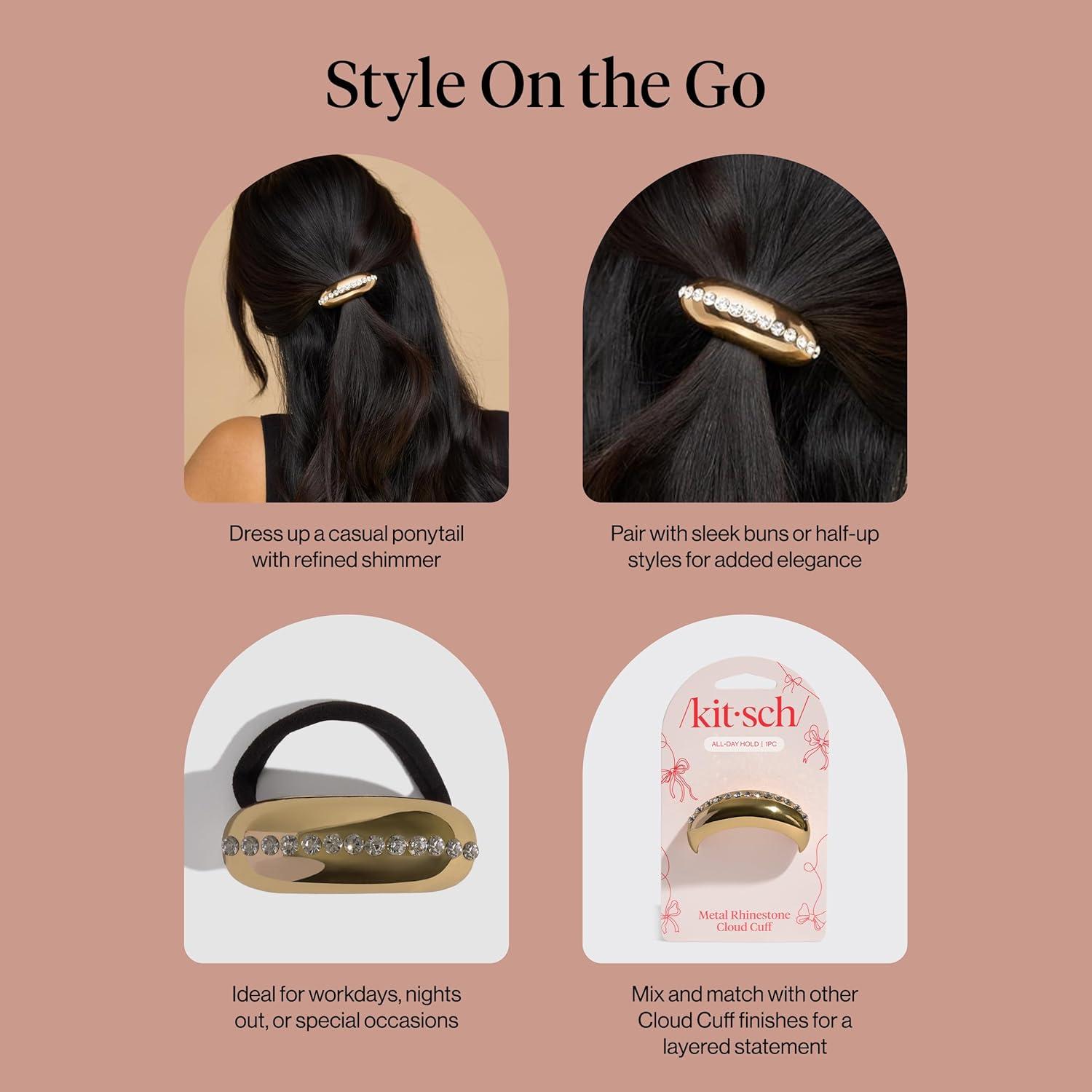 image:imageKitsch Rhinestone Gold Hair Cuff Metal Ponytail Cuff for Braids Updos amp Everyday Hairstyle Durable amp Elegant Hair Ties Girl Fashion Accessories Ideal Gifts For Women 1pcRhinestone Gold