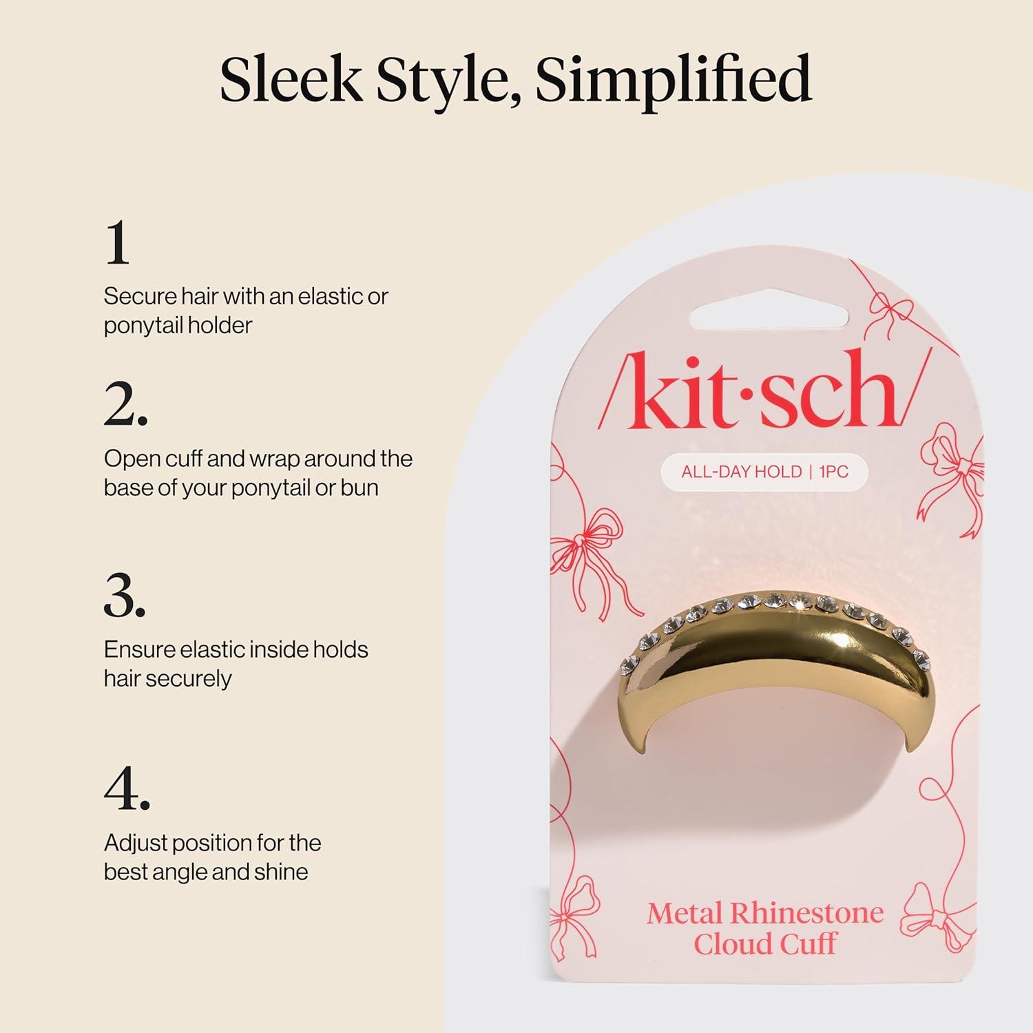 image:imageKitsch Rhinestone Gold Hair Cuff Metal Ponytail Cuff for Braids Updos amp Everyday Hairstyle Durable amp Elegant Hair Ties Girl Fashion Accessories Ideal Gifts For Women 1pcRhinestone Gold