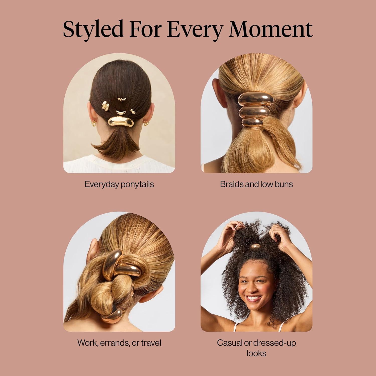 image:imageKitsch Rhinestone Gold Hair Cuff Metal Ponytail Cuff for Braids Updos amp Everyday Hairstyle Durable amp Elegant Hair Ties Girl Fashion Accessories Ideal Gifts For Women 1pcGold