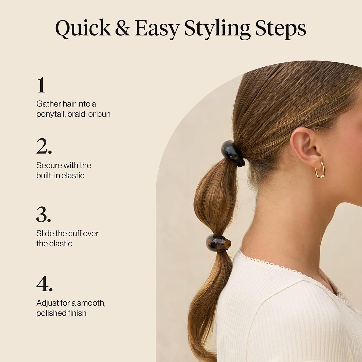 image:imageKitsch Rhinestone Gold Hair Cuff Metal Ponytail Cuff for Braids Updos amp Everyday Hairstyle Durable amp Elegant Hair Ties Girl Fashion Accessories Ideal Gifts For Women 1pcBlack Tort