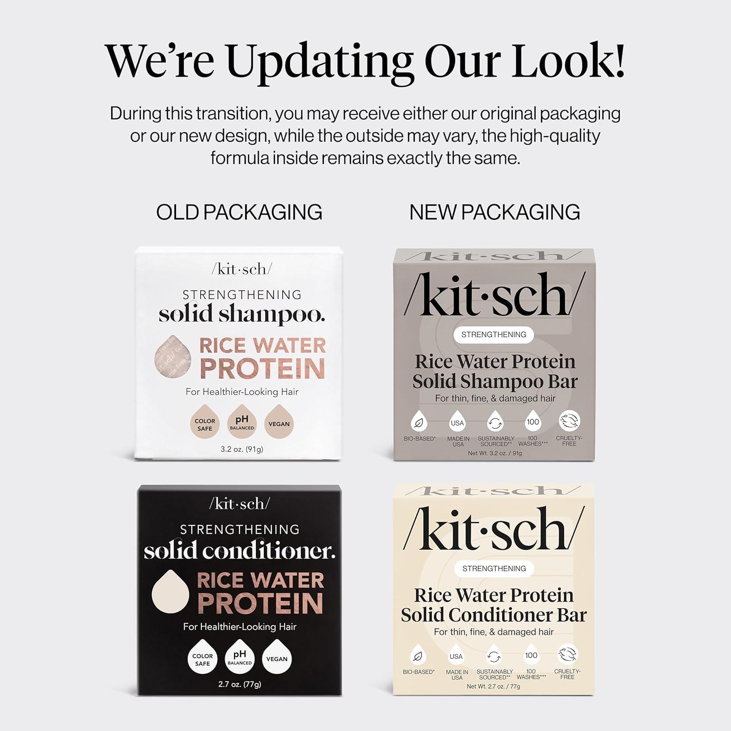 image:imageKitsch Rice Water Shampoo amp Conditioner Set Solid Shampoo amp Conditioner Bar with Protein for Hair Growth Strengthening Hair amp Damage Repair Paraben Sulfate amp Silicone Free 2 Pack