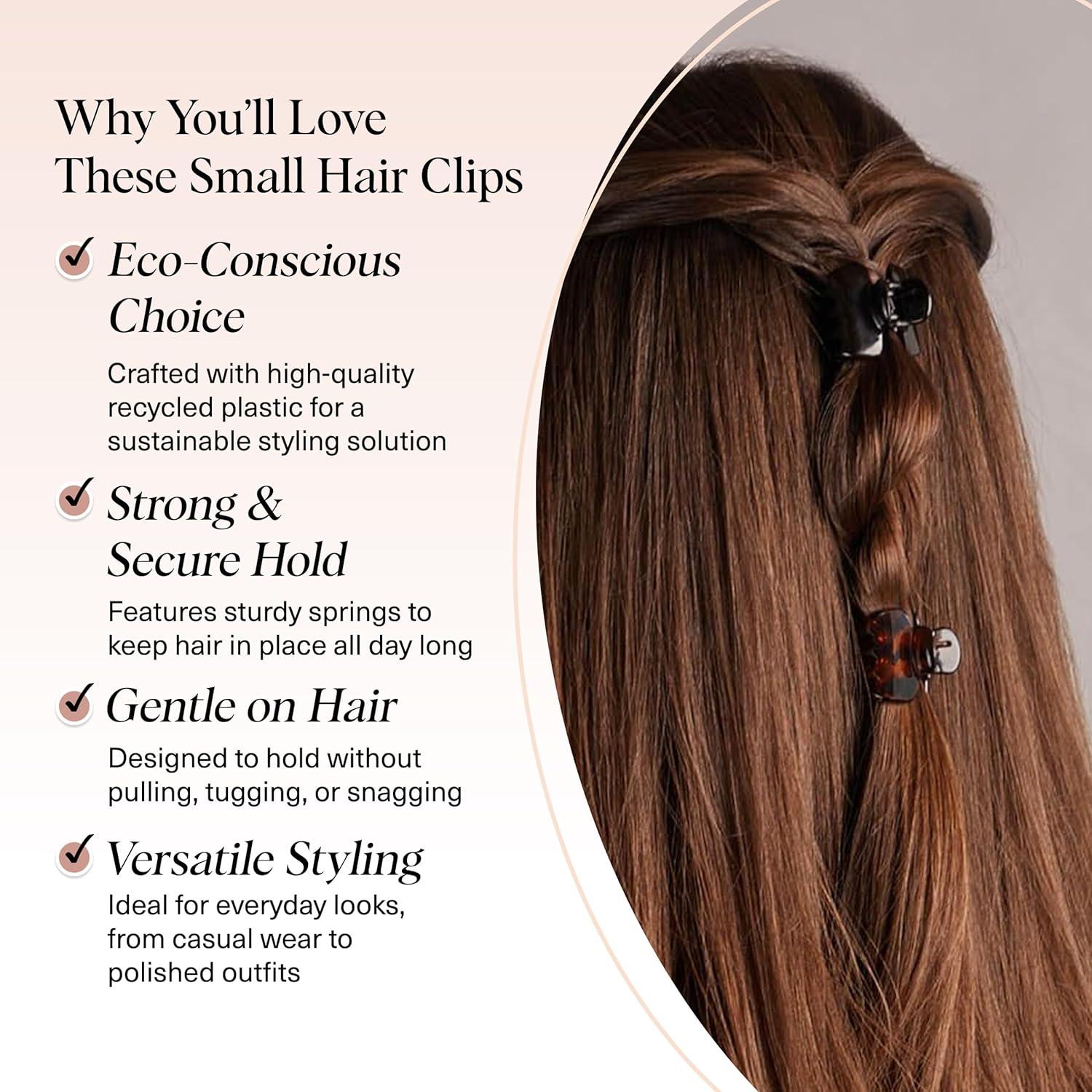 image:imageKitsch Small Hair Clips for Women Stays In Place Without Pulling or Snagging Durable Plastic Sturdy Small Claw Clips Ideal Gifts for Women Black amp Tortoise 6 PcsBlack and Tort