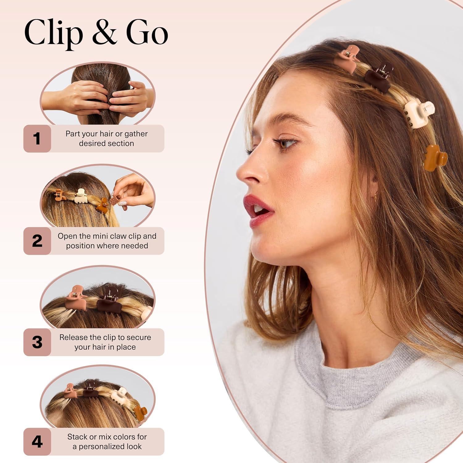 image:imageKitsch Small Hair Clips for Women Stays In Place Without Pulling or Snagging Durable Plastic Sturdy Small Claw Clips Ideal Gifts for Women Black amp Tortoise 6 PcsSedona