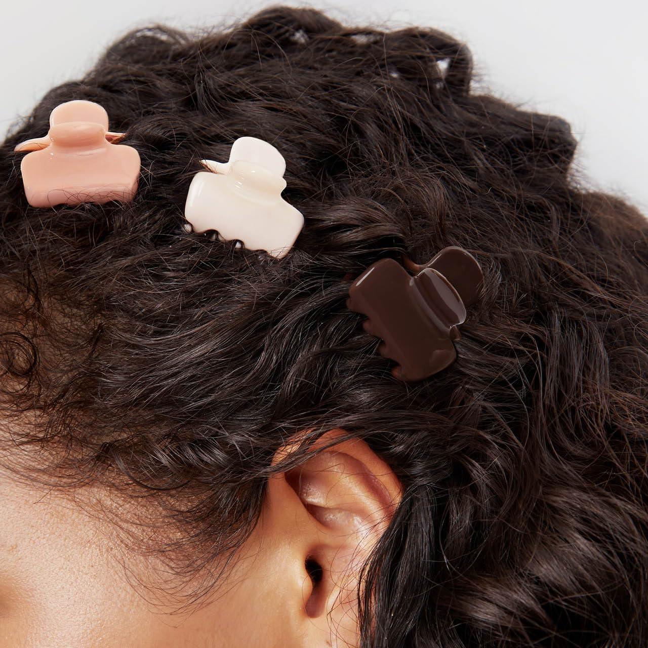 image:imageKitsch Small Hair Clips for Women Stays In Place Without Pulling or Snagging Durable Plastic Sturdy Small Claw Clips Ideal Gifts for Women Black amp Tortoise 6 PcsRosewood