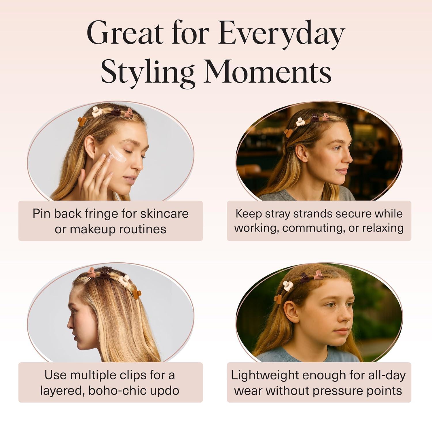 image:imageKitsch Small Hair Clips for Women Stays In Place Without Pulling or Snagging Durable Plastic Sturdy Small Claw Clips Ideal Gifts for Women Black amp Tortoise 6 PcsSedona