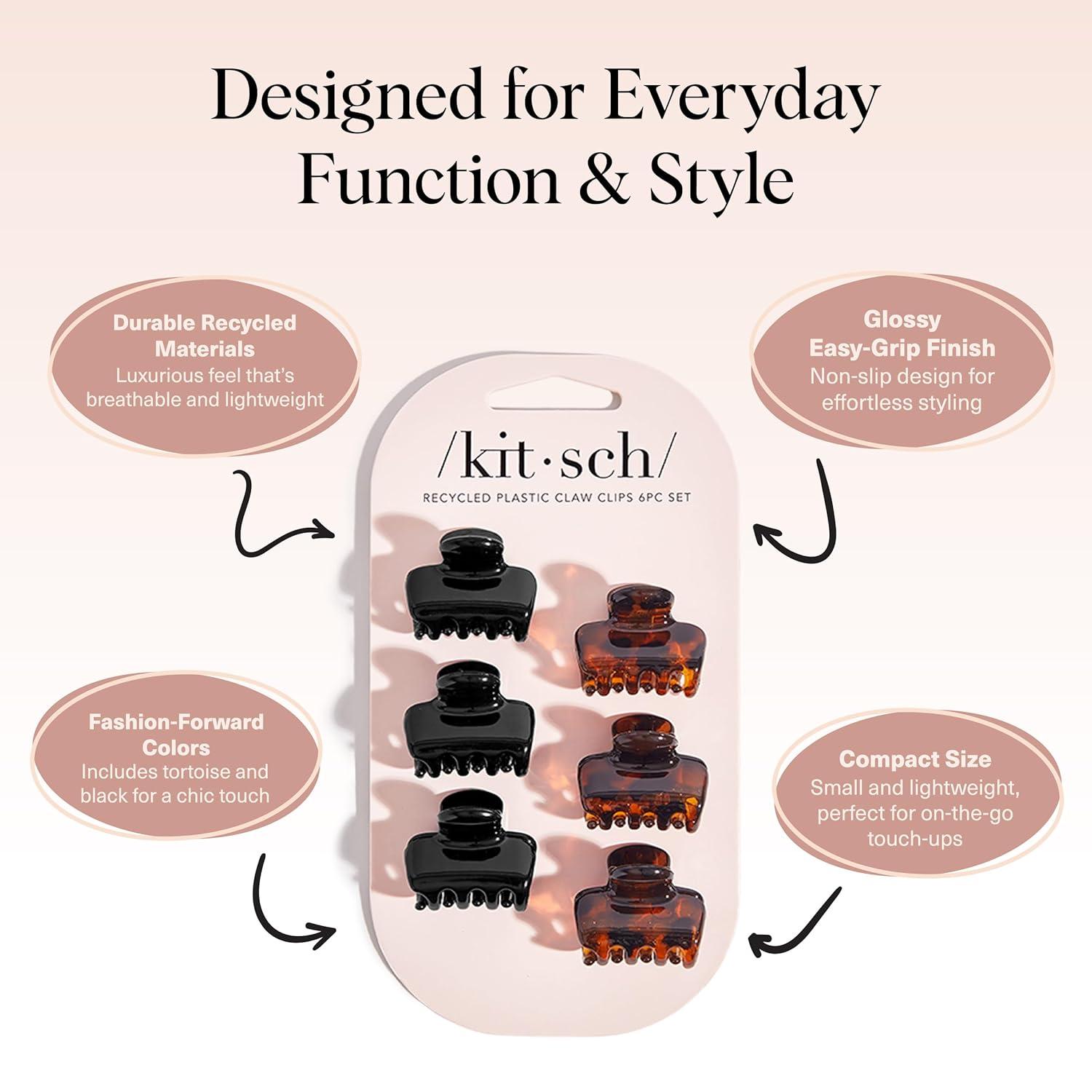 image:imageKitsch Small Hair Clips for Women Stays In Place Without Pulling or Snagging Durable Plastic Sturdy Small Claw Clips Ideal Gifts for Women Black amp Tortoise 6 PcsBlack and Tort