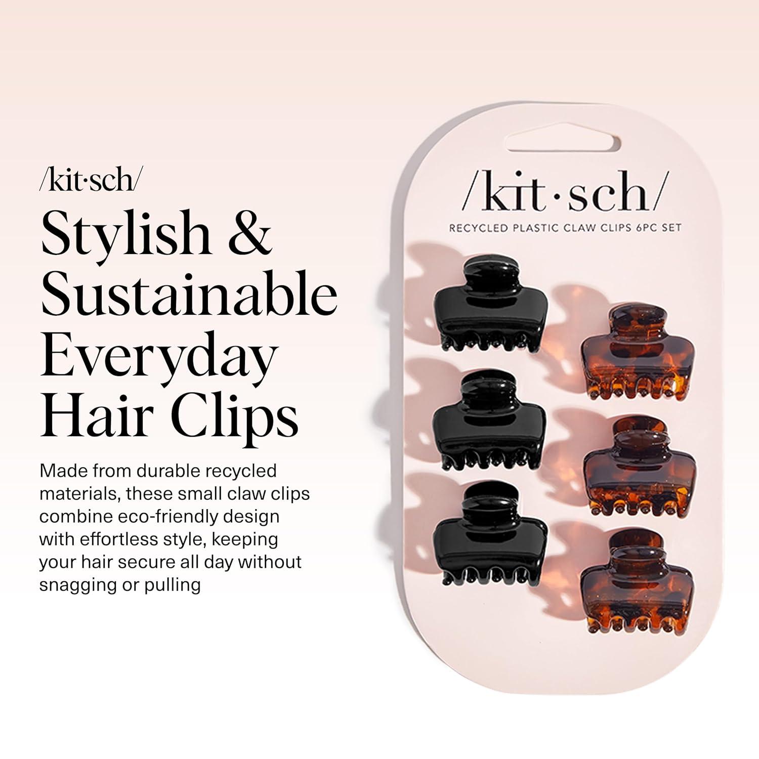 image:imageKitsch Small Hair Clips for Women Stays In Place Without Pulling or Snagging Durable Plastic Sturdy Small Claw Clips Ideal Gifts for Women Black amp Tortoise 6 PcsBlack and Tort