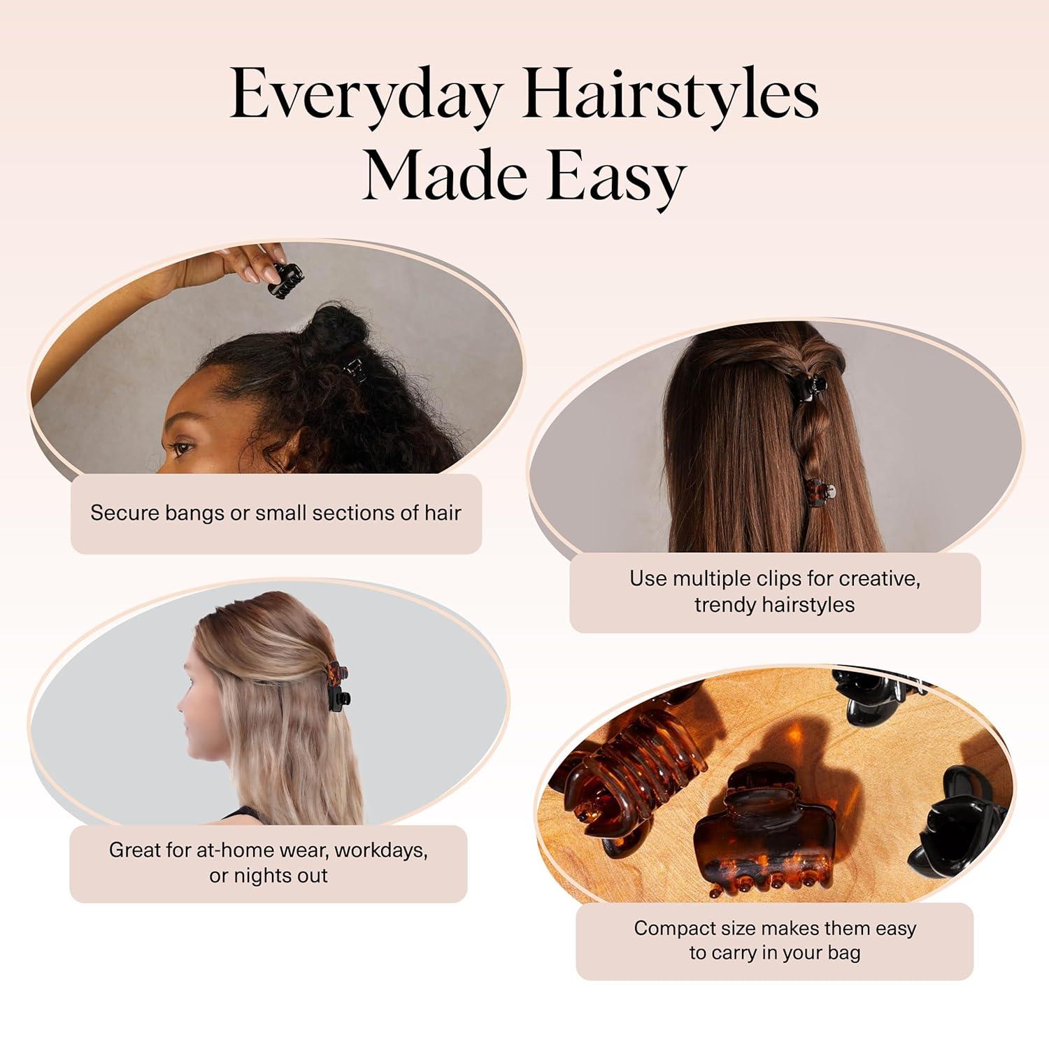 image:imageKitsch Small Hair Clips for Women Stays In Place Without Pulling or Snagging Durable Plastic Sturdy Small Claw Clips Ideal Gifts for Women Black amp Tortoise 6 PcsBlack and Tort