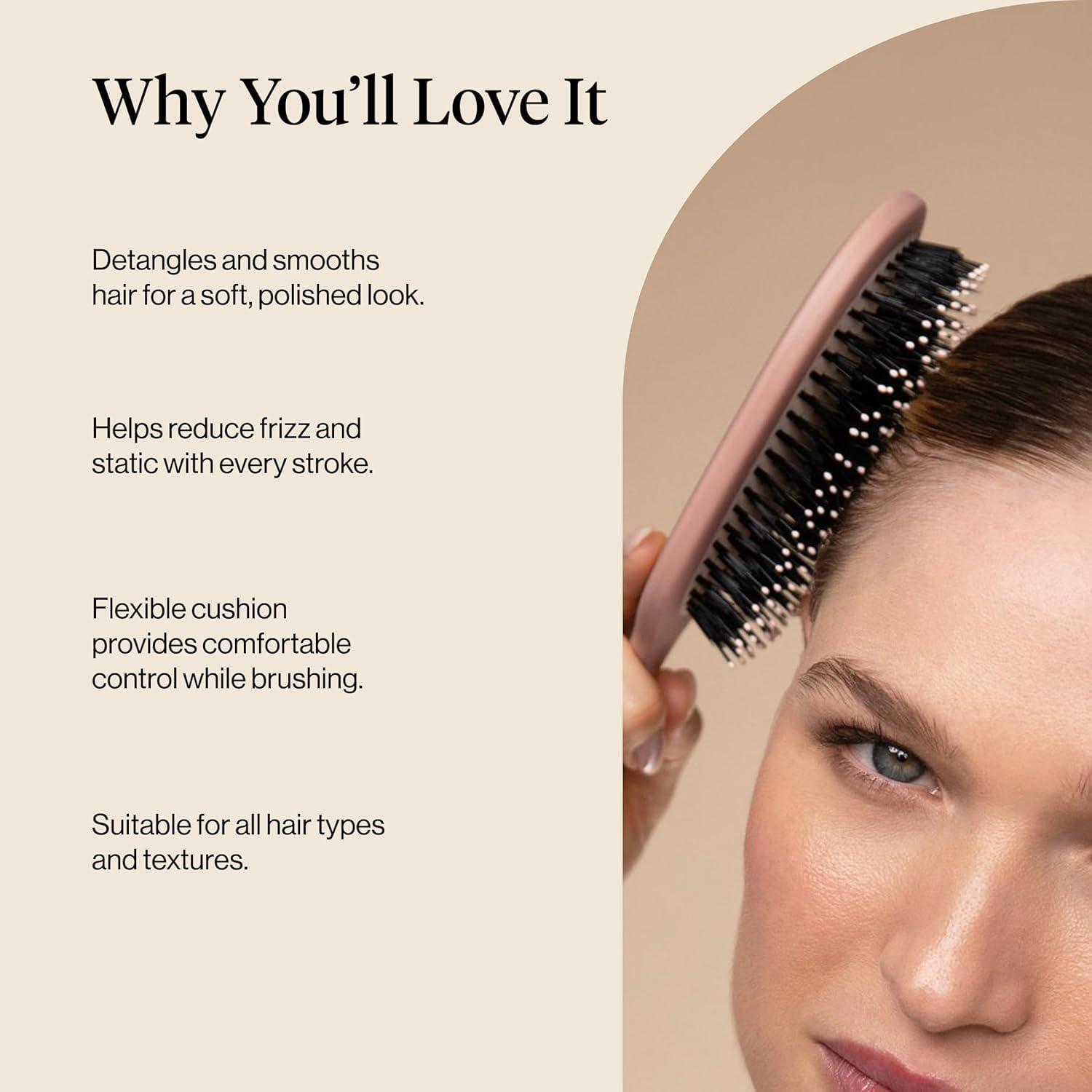 image:imageKitsch Smooth amp Polish Brush Dual Bristle Detangler Brush Shine amp Frizz Control Vegan Boar amp Nylon Hair Brush with Cushioned Pad for Scalp Massage Hair Care Tool for All Hair Types BlackTerracotta