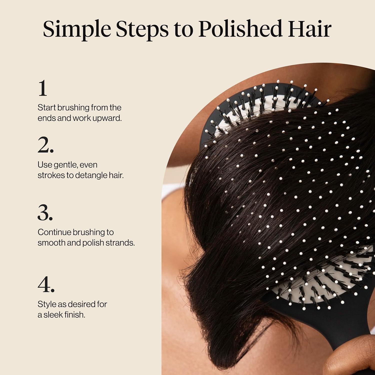 image:imageKitsch Smooth amp Polish Brush Dual Bristle Detangler Brush Shine amp Frizz Control Vegan Boar amp Nylon Hair Brush with Cushioned Pad for Scalp Massage Hair Care Tool for All Hair Types BlackBlack