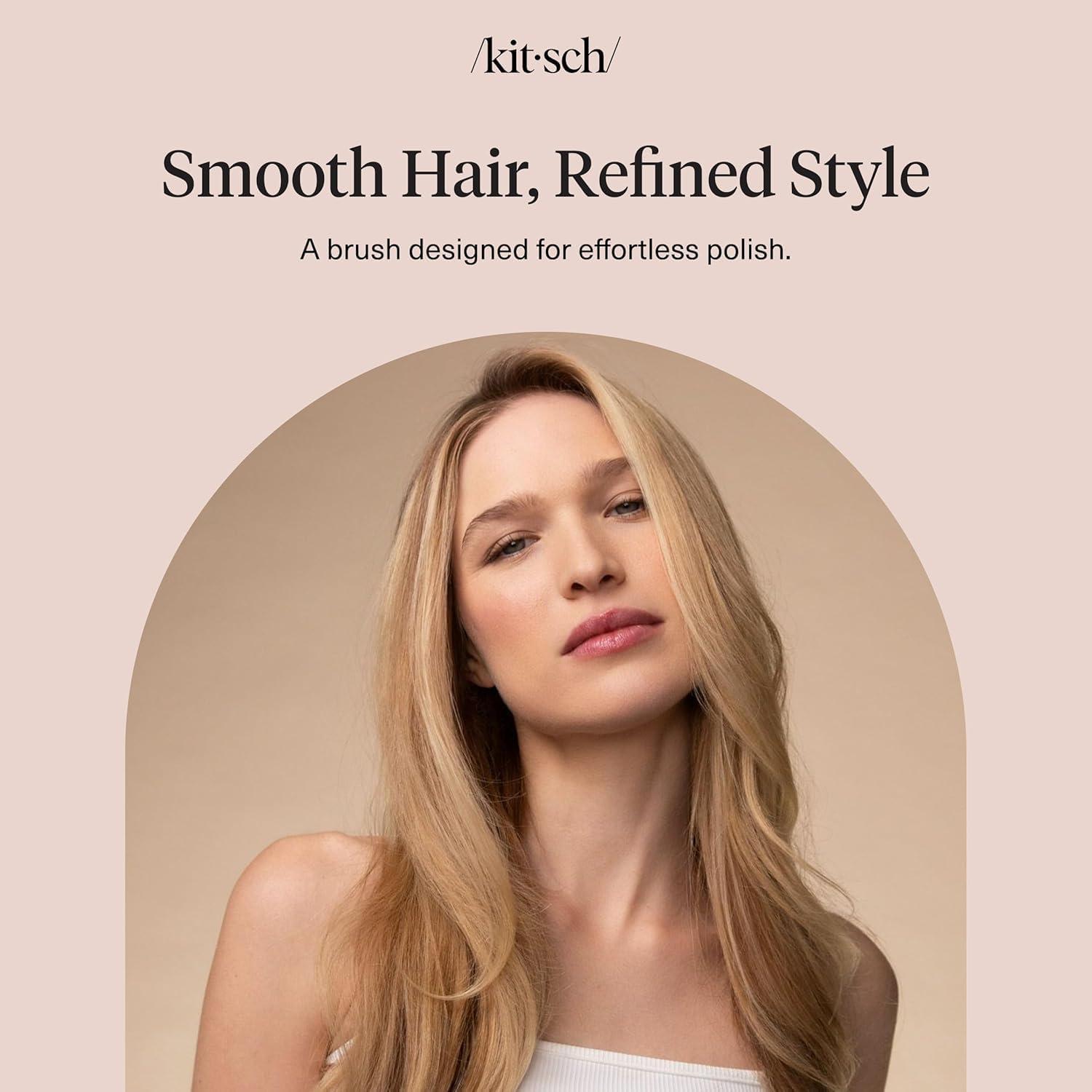 image:imageKitsch Smooth amp Polish Brush Dual Bristle Detangler Brush Shine amp Frizz Control Vegan Boar amp Nylon Hair Brush with Cushioned Pad for Scalp Massage Hair Care Tool for All Hair Types BlackBlack
