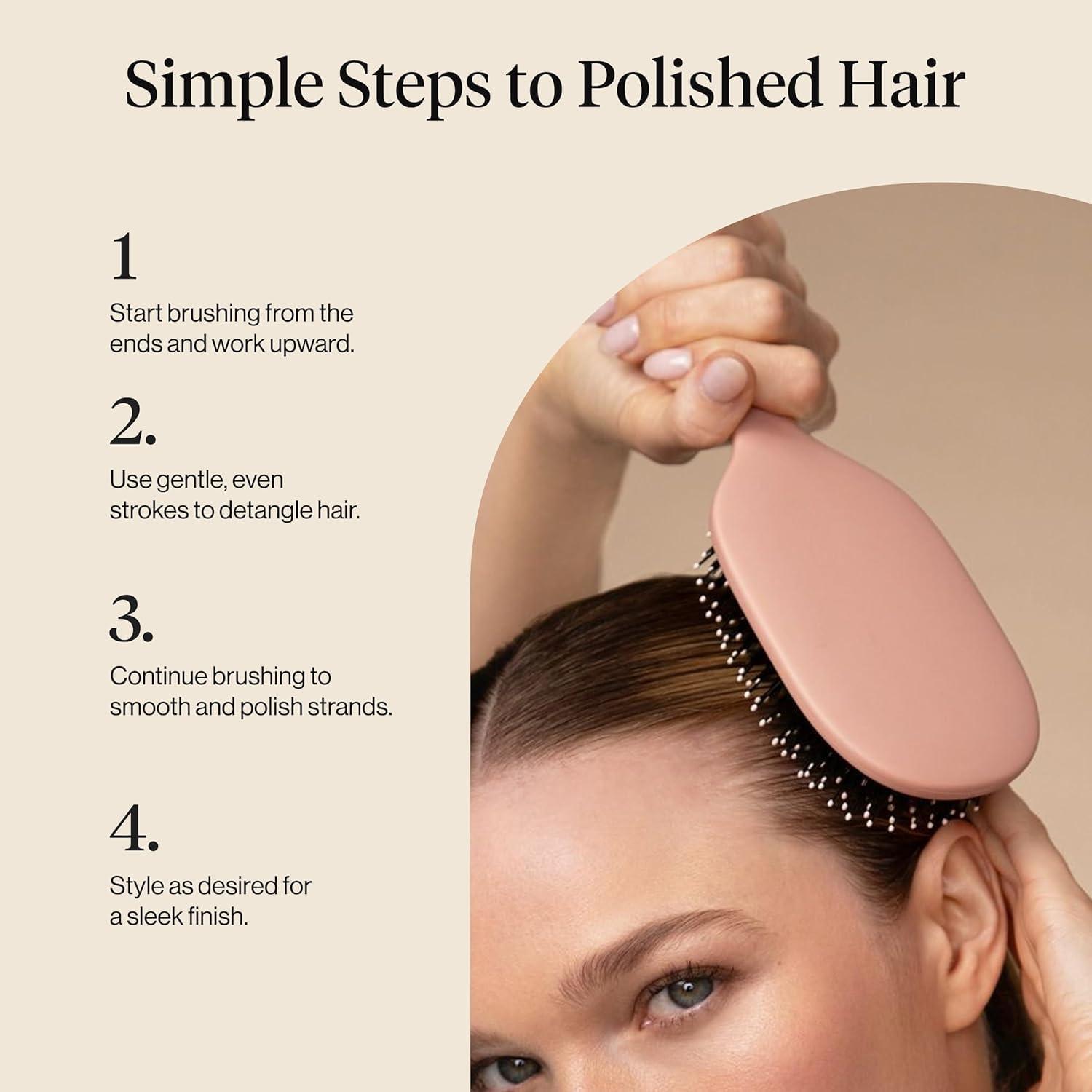 image:imageKitsch Smooth amp Polish Brush Dual Bristle Detangler Brush Shine amp Frizz Control Vegan Boar amp Nylon Hair Brush with Cushioned Pad for Scalp Massage Hair Care Tool for All Hair Types BlackTerracotta