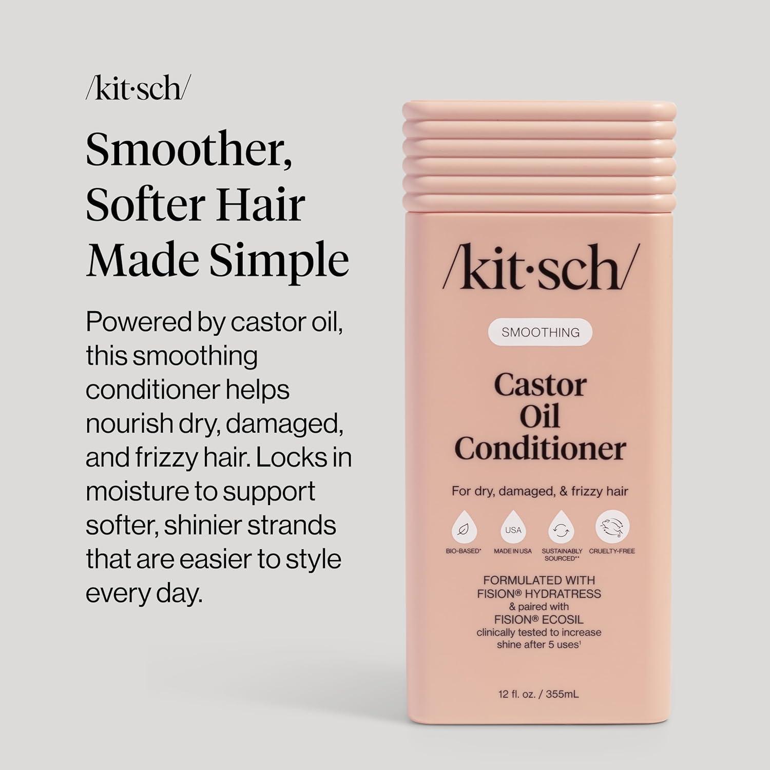 image:imageKitsch Smoothing Castor Oil Liquid Conditioner for Women and Men Nourishing Hair Conditioner for Dry Damaged amp Frizzy Hair Clean ColorSafe Hair Care BioBased Formula Made in USA 123 oz