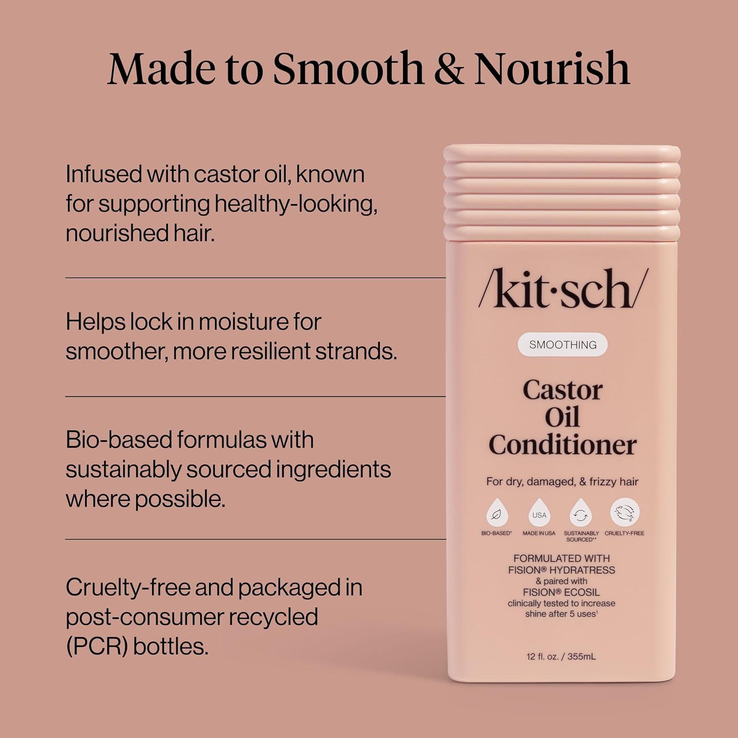 image:imageKitsch Smoothing Castor Oil Liquid Conditioner for Women and Men Nourishing Hair Conditioner for Dry Damaged amp Frizzy Hair Clean ColorSafe Hair Care BioBased Formula Made in USA 123 oz