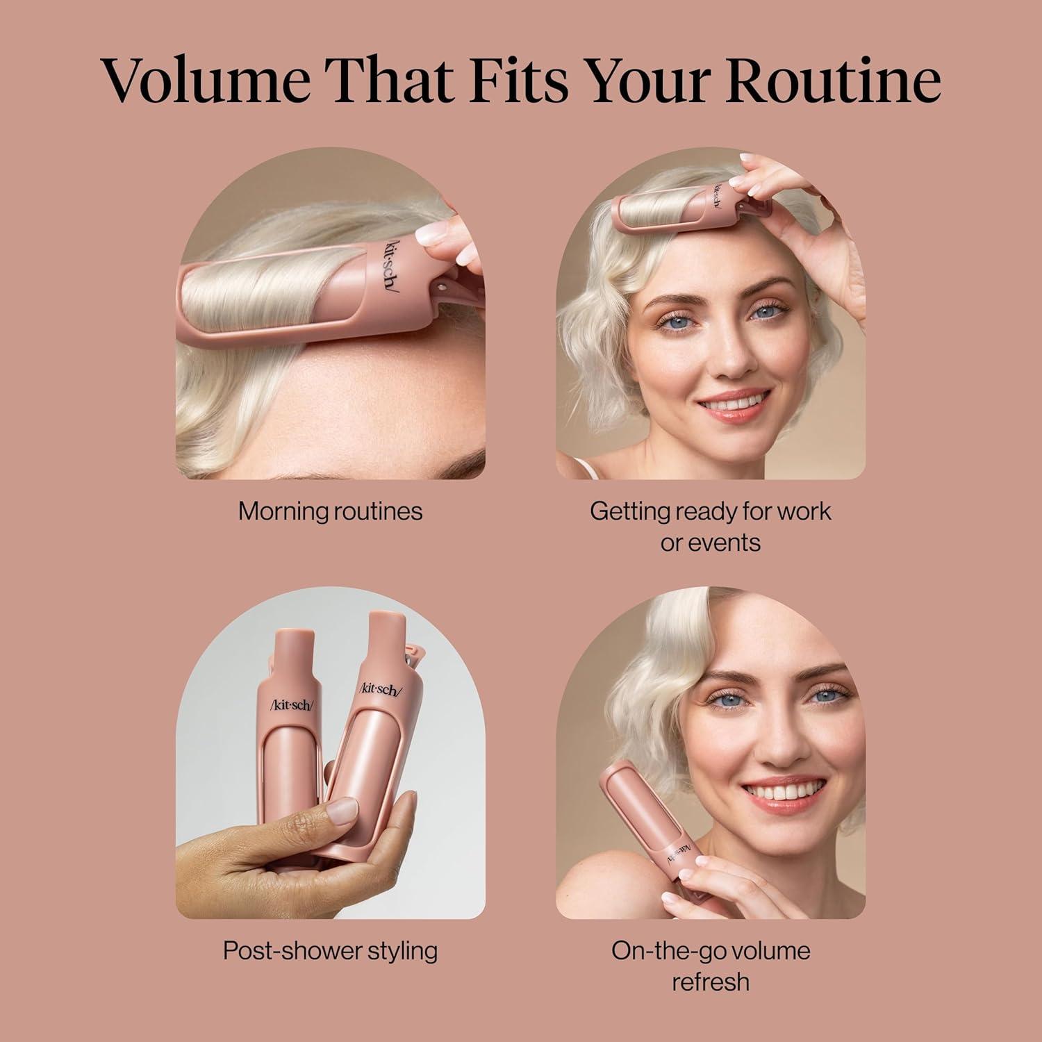 image:imageKitsch Volumizing Hair Clips For Styling for Women Hair Rollers for Women amp Volumed Curls Volumizing Hair Products Hair Roller Clips for Effortless and FrizzFree Curls That Last 2pc Terracotta