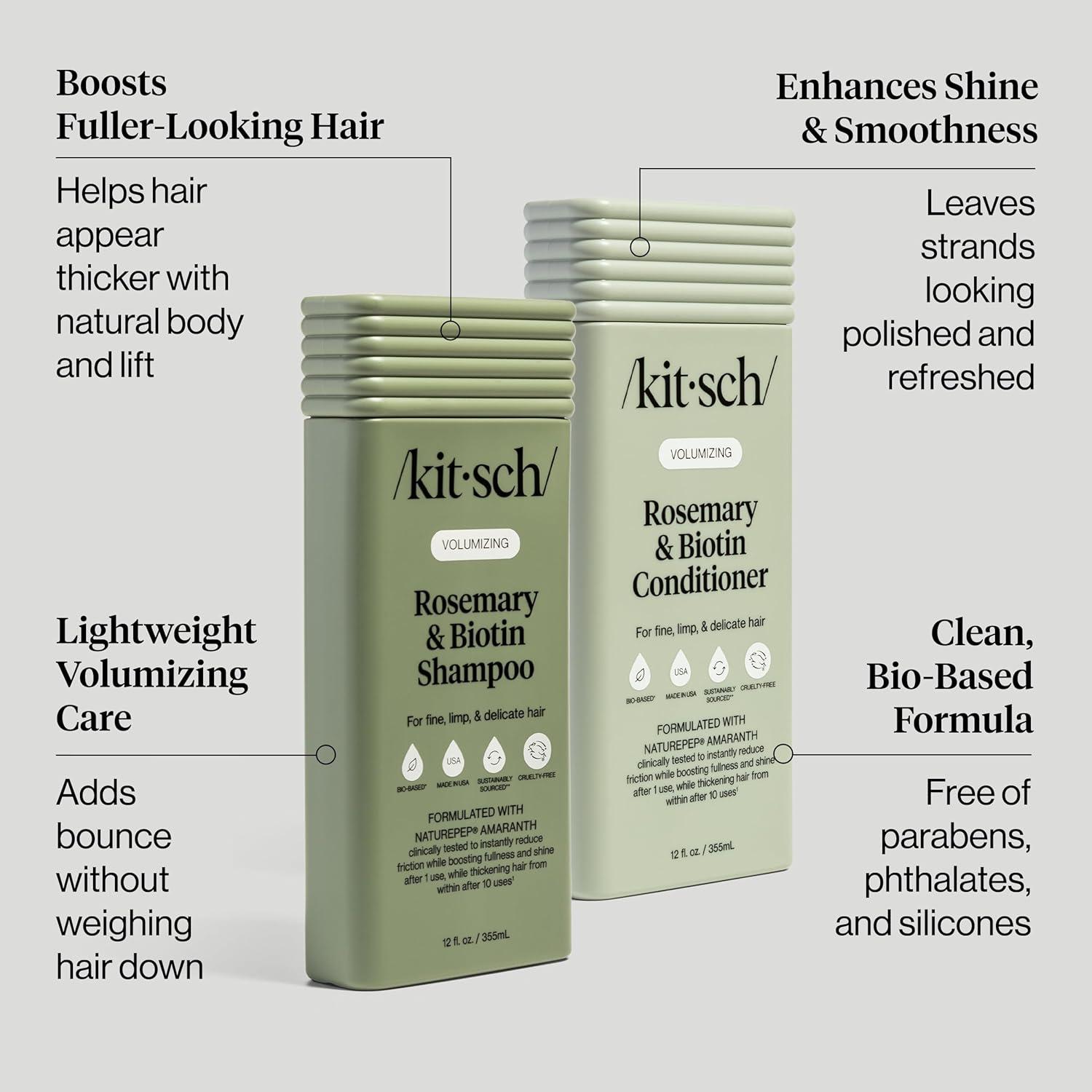 image:imageKitsch Volumizing Rosemary amp Biotin Liquid Shampoo and Conditioner Set for Hair Growth Shampoo for Men and Women Boosts Fullness amp Shine After 1 Use Clean BioBased Hair Care 123 oz
