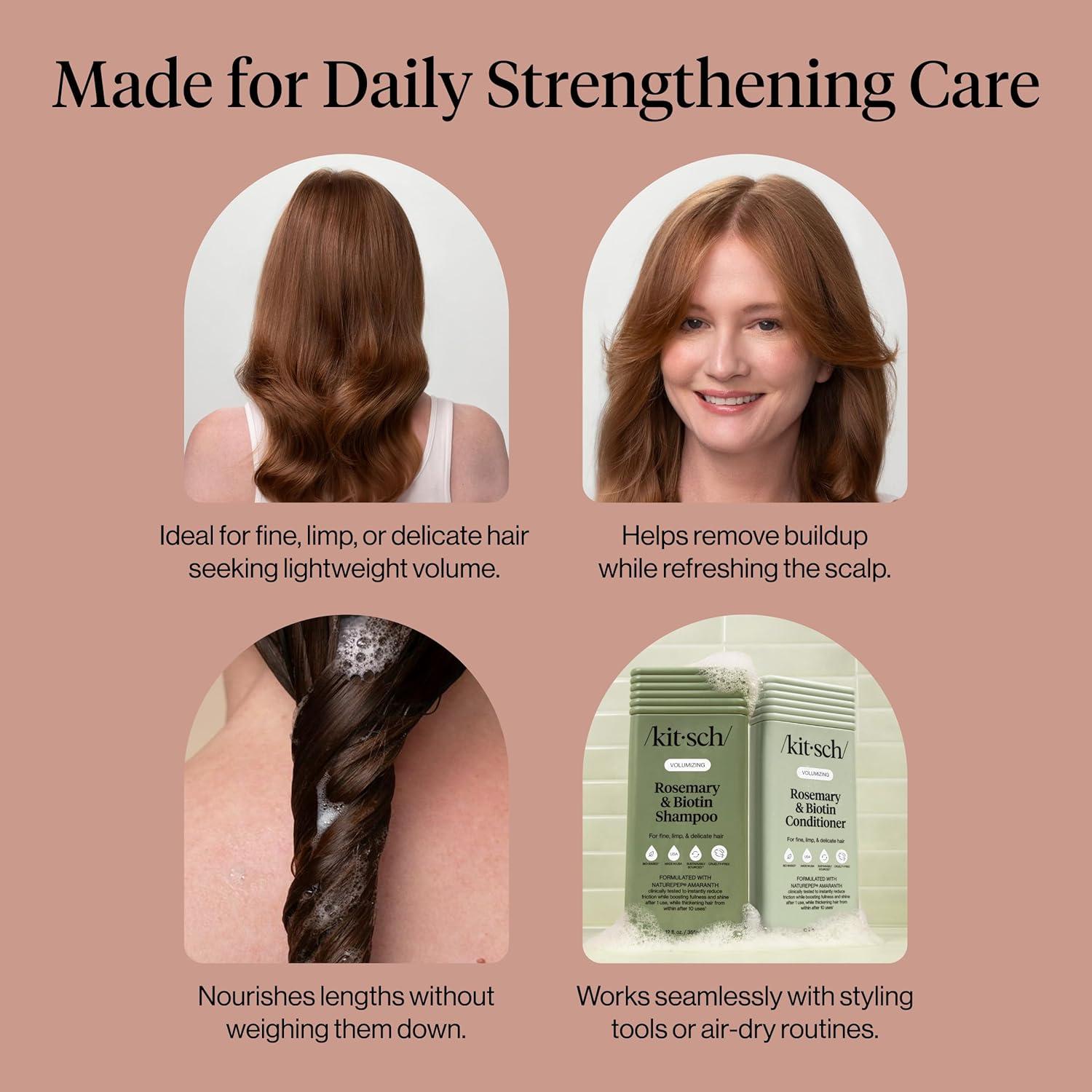 image:imageKitsch Volumizing Rosemary amp Biotin Liquid Shampoo and Conditioner Set for Hair Growth Shampoo for Men and Women Boosts Fullness amp Shine After 1 Use Clean BioBased Hair Care 123 oz