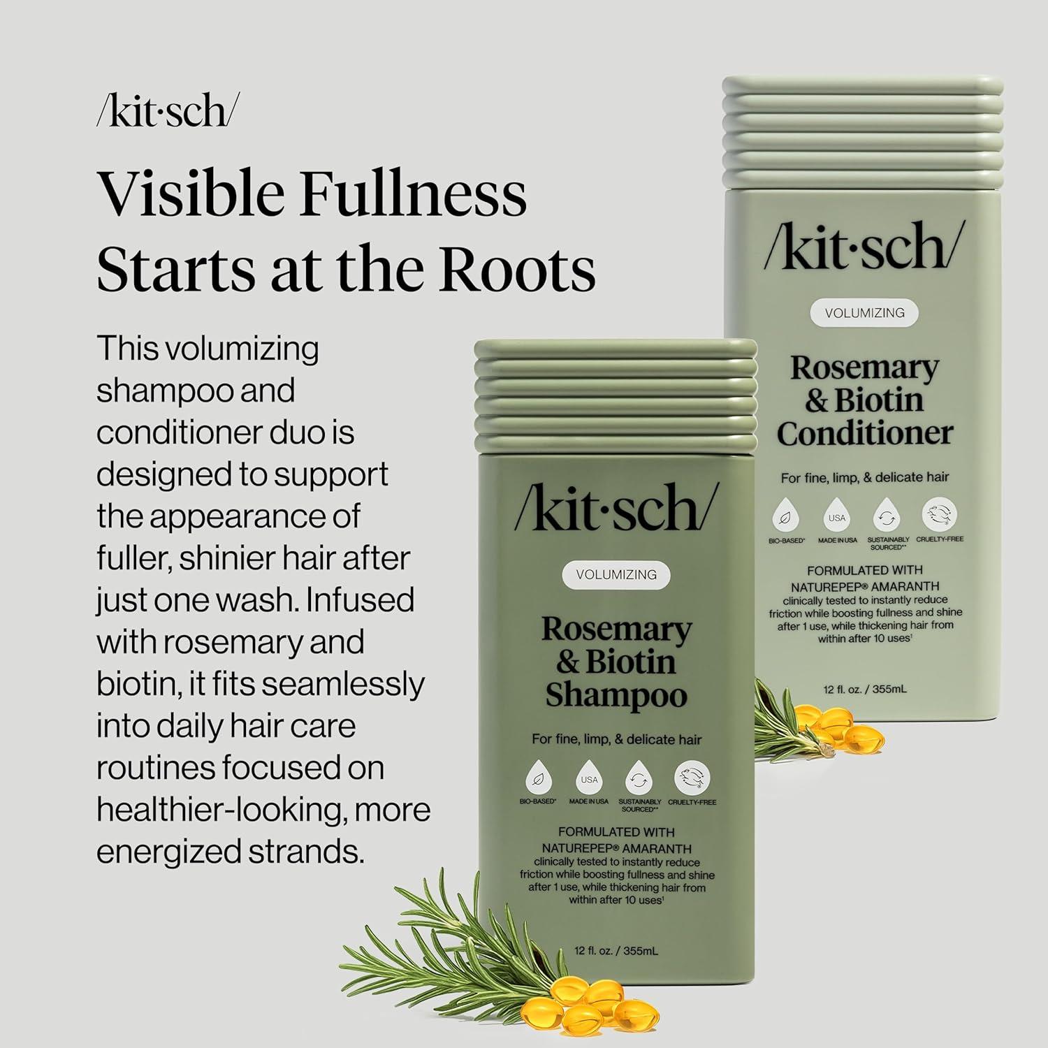 image:imageKitsch Volumizing Rosemary amp Biotin Liquid Shampoo and Conditioner Set for Hair Growth Shampoo for Men and Women Boosts Fullness amp Shine After 1 Use Clean BioBased Hair Care 123 oz