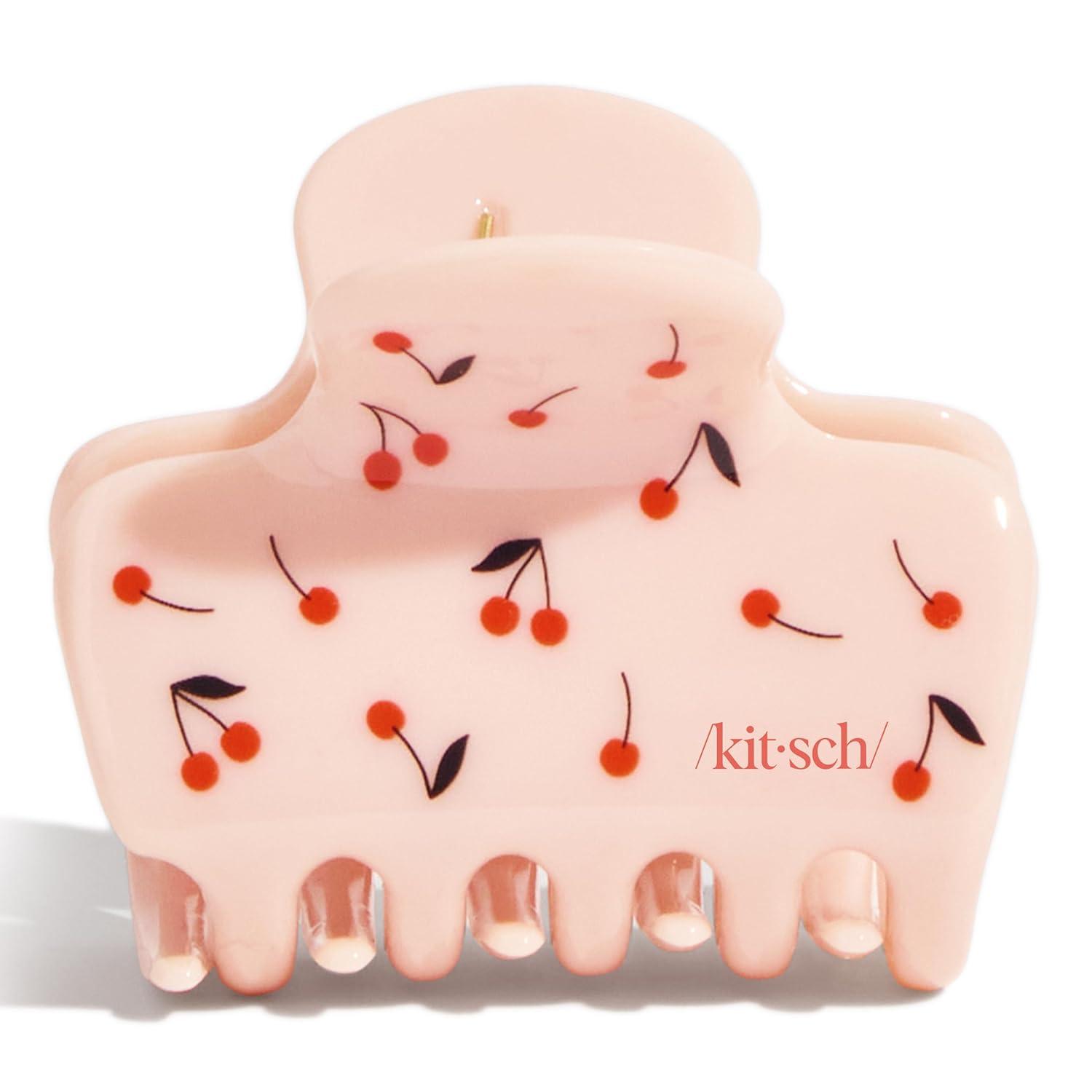 image:imageKitsch x Hello Kitty Medium Hair Clips for Women Strong Hold Claw Clips for Thick or Thin Hair Recycled Plastic NonSlip Durable Ideal Gifts For Women White with Red BowsCherry Print