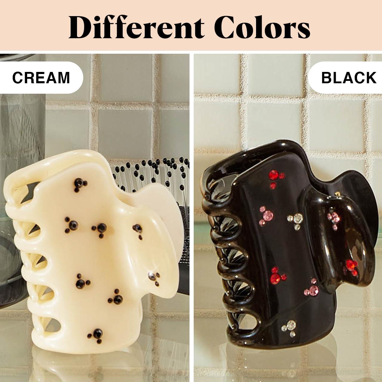 image:imageKitsch x Hello Kitty Medium Hair Clips for Women Strong Hold Claw Clips for Thick or Thin Hair Recycled Plastic NonSlip Durable Ideal Gifts For Women White with Red BowsCream