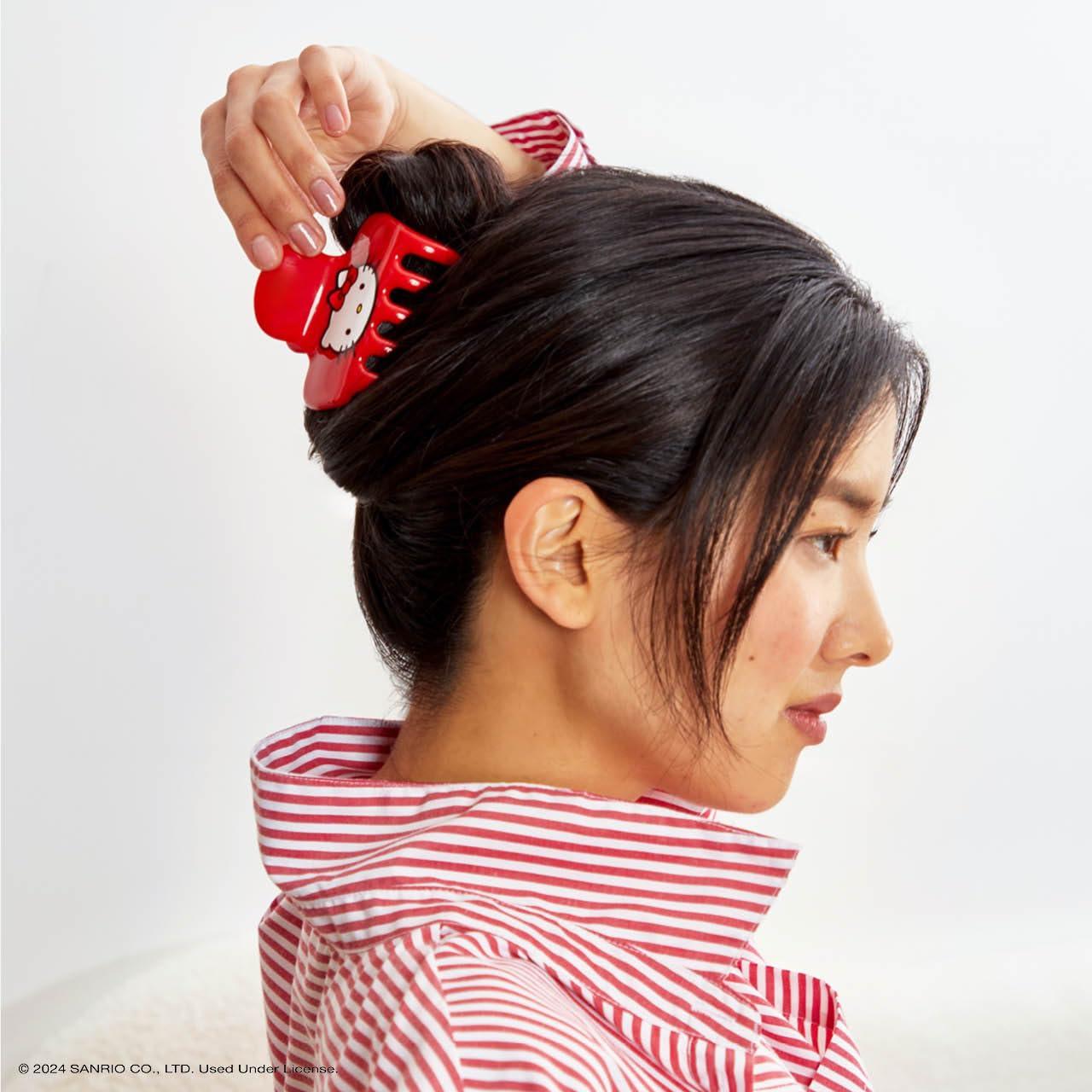 image:imageKitsch x Hello Kitty Medium Hair Clips for Women Strong Hold Claw Clips for Thick or Thin Hair Recycled Plastic NonSlip Durable Ideal Gifts For Women White with Red BowsKitty Face
