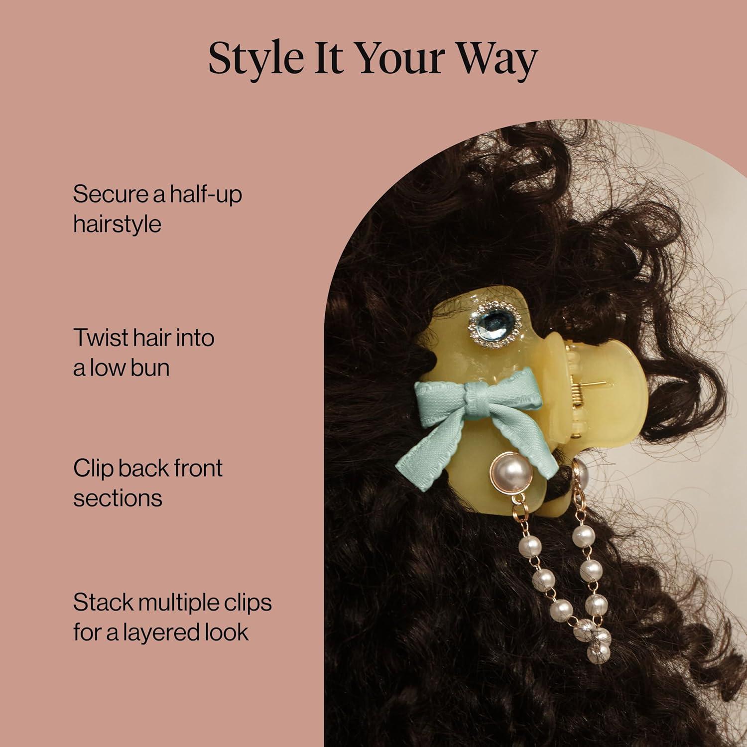 image:imageKitsch x Hello Kitty Medium Hair Clips for Women Strong Hold Claw Clips for Thick or Thin Hair Recycled Plastic NonSlip Durable Ideal Gifts For Women White with Red BowsCoastal Cottage