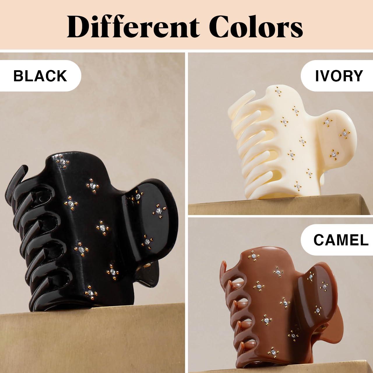 image:imageKitsch x Hello Kitty Medium Hair Clips for Women Strong Hold Claw Clips for Thick or Thin Hair Recycled Plastic NonSlip Durable Ideal Gifts For Women White with Red BowsRhinestone Black