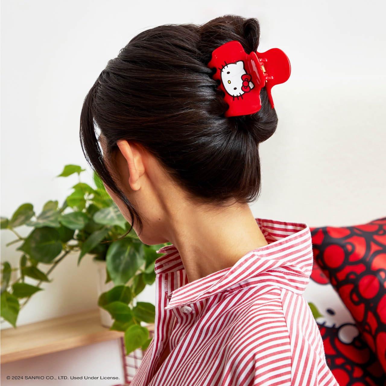 image:imageKitsch x Hello Kitty Medium Hair Clips for Women Strong Hold Claw Clips for Thick or Thin Hair Recycled Plastic NonSlip Durable Ideal Gifts For Women White with Red BowsKitty Face