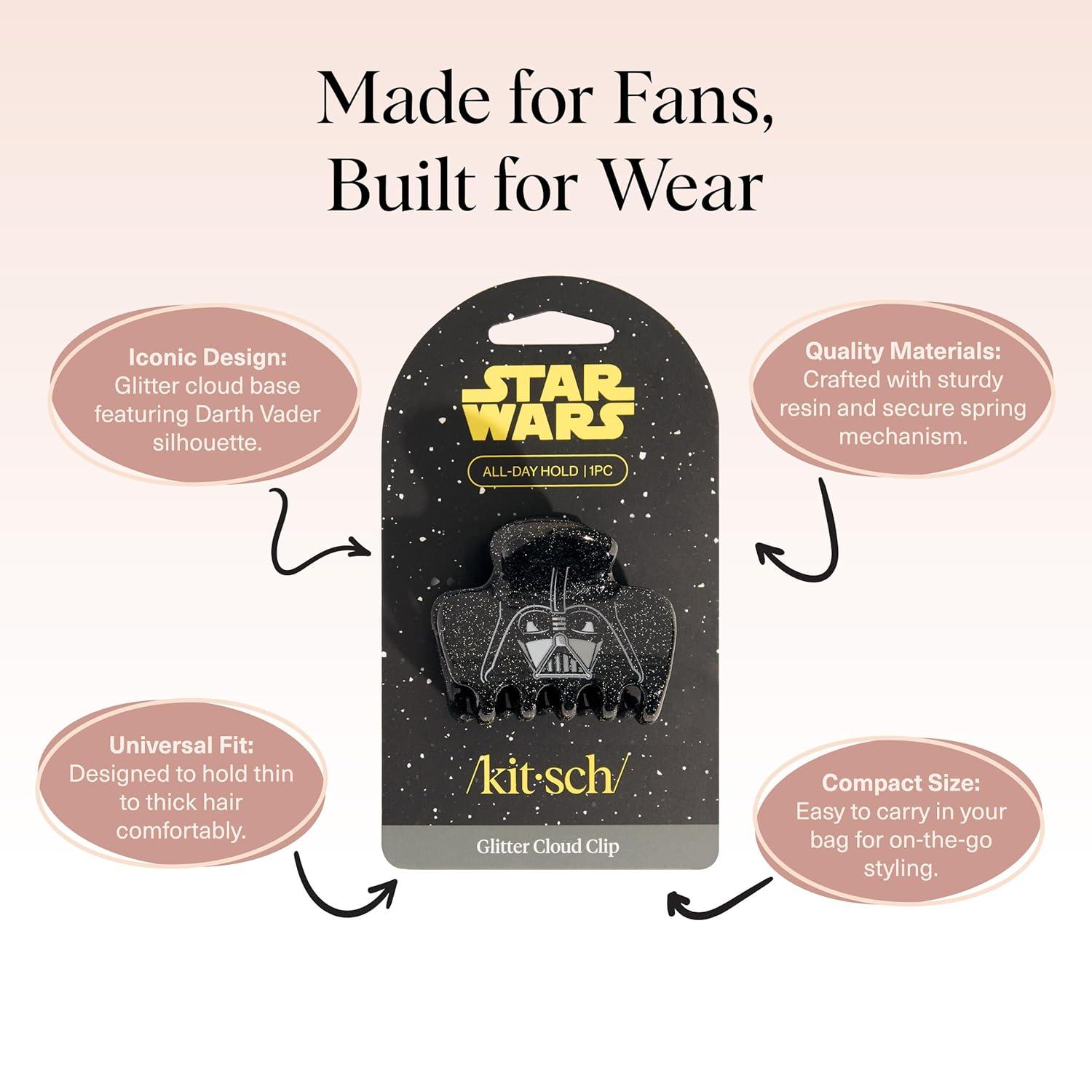 image:imageKitsch x Hello Kitty Medium Hair Clips for Women Strong Hold Claw Clips for Thick or Thin Hair Recycled Plastic NonSlip Durable Ideal Gifts For Women White with Red BowsDarth Vader